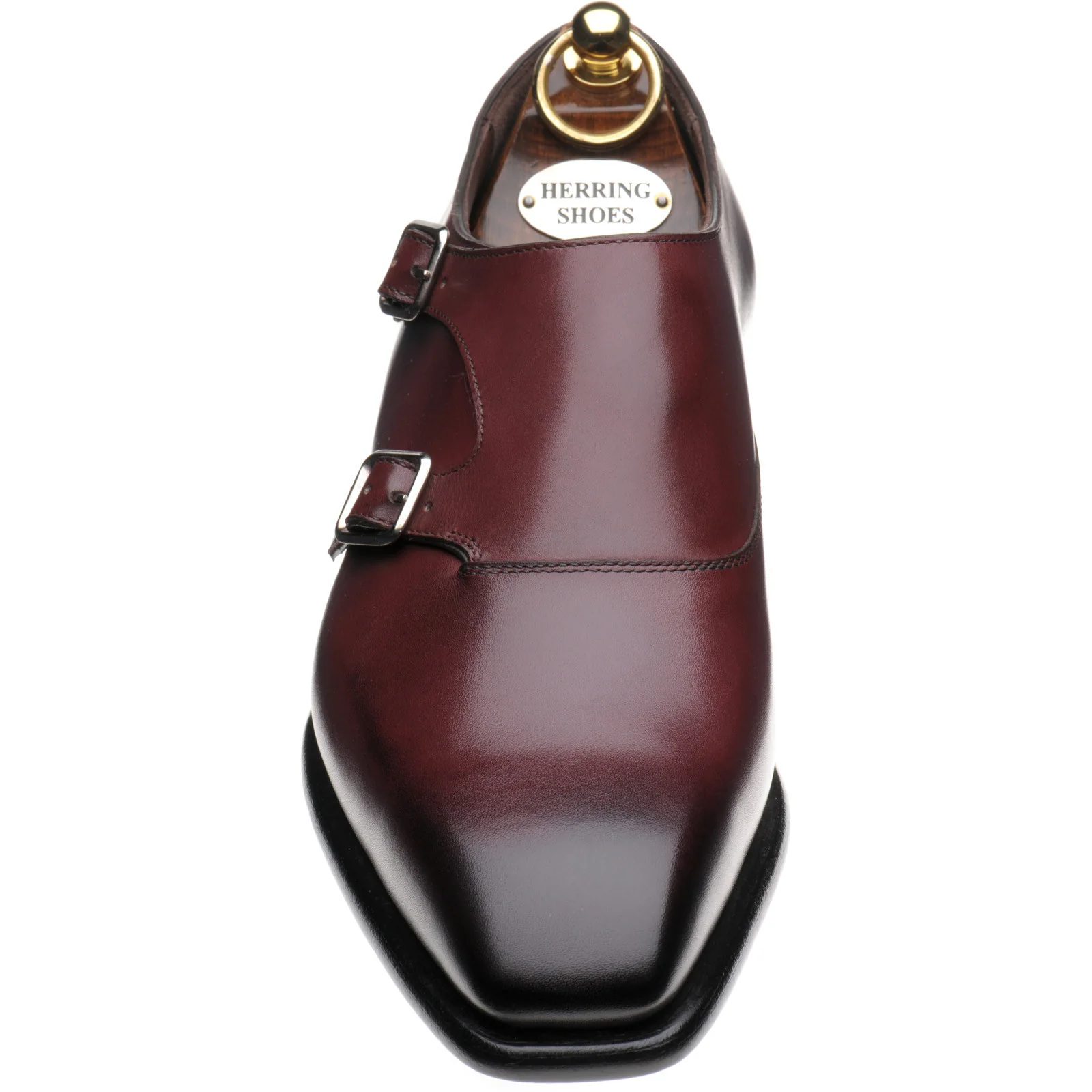 Herring Fitzrovia mens monk shoes in burgundy calf (second) - Image 2