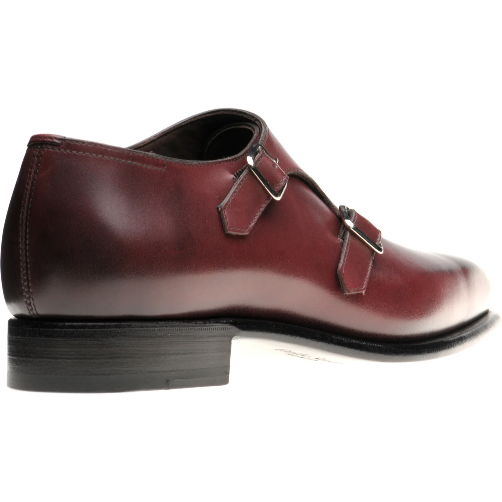 Herring Fitzrovia mens monk shoes in burgundy calf (second) - Image 4