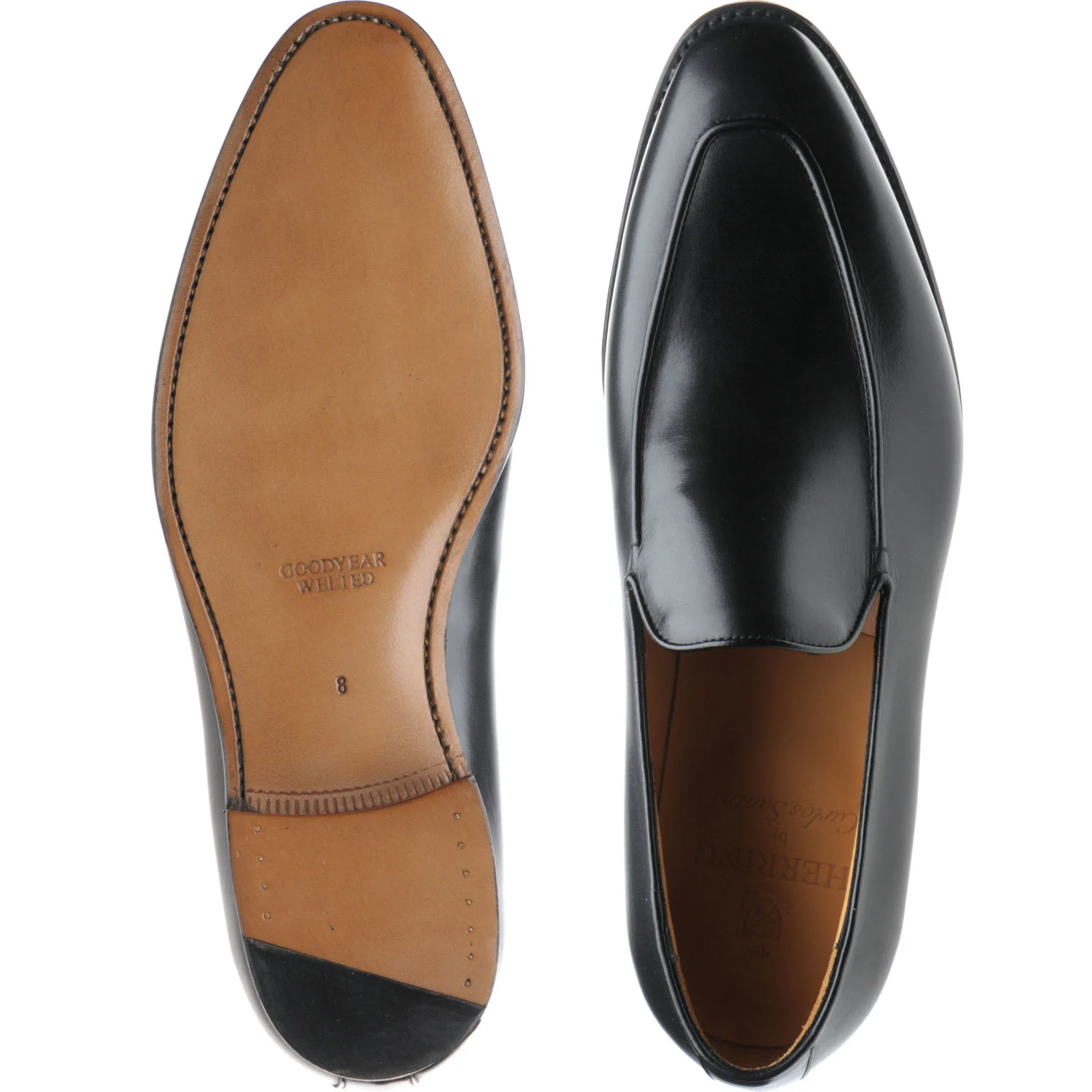 Herring Fleming mens loafers in black calf (second) - Image 3