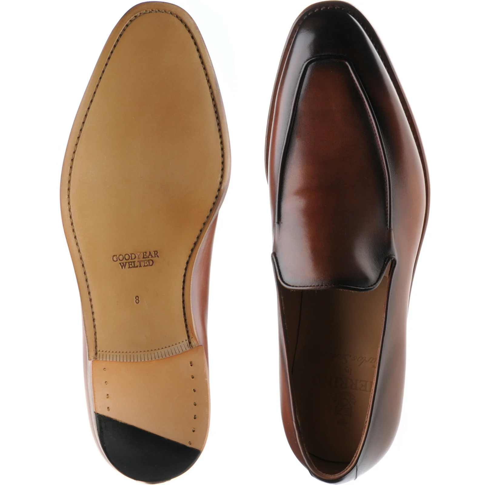 Herring Fleming mens loafers in conker calf - Image 3