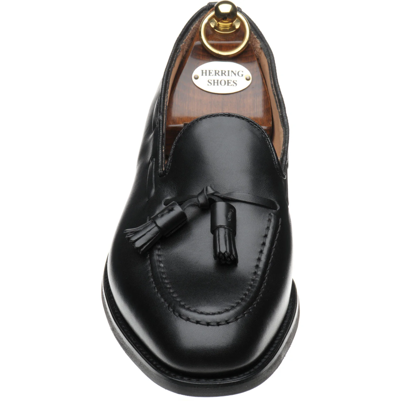 Herring Fletcher mens rubber-soled tasselled loafers in black calf - Image 2