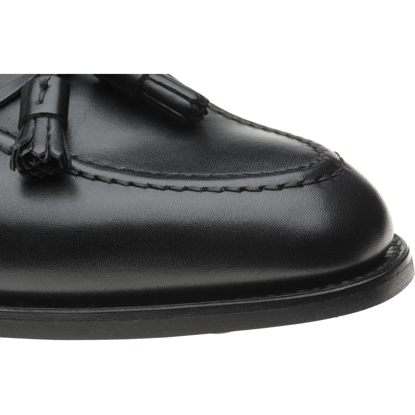 Herring Fletcher mens rubber-soled tasselled loafers in black calf - Image 5