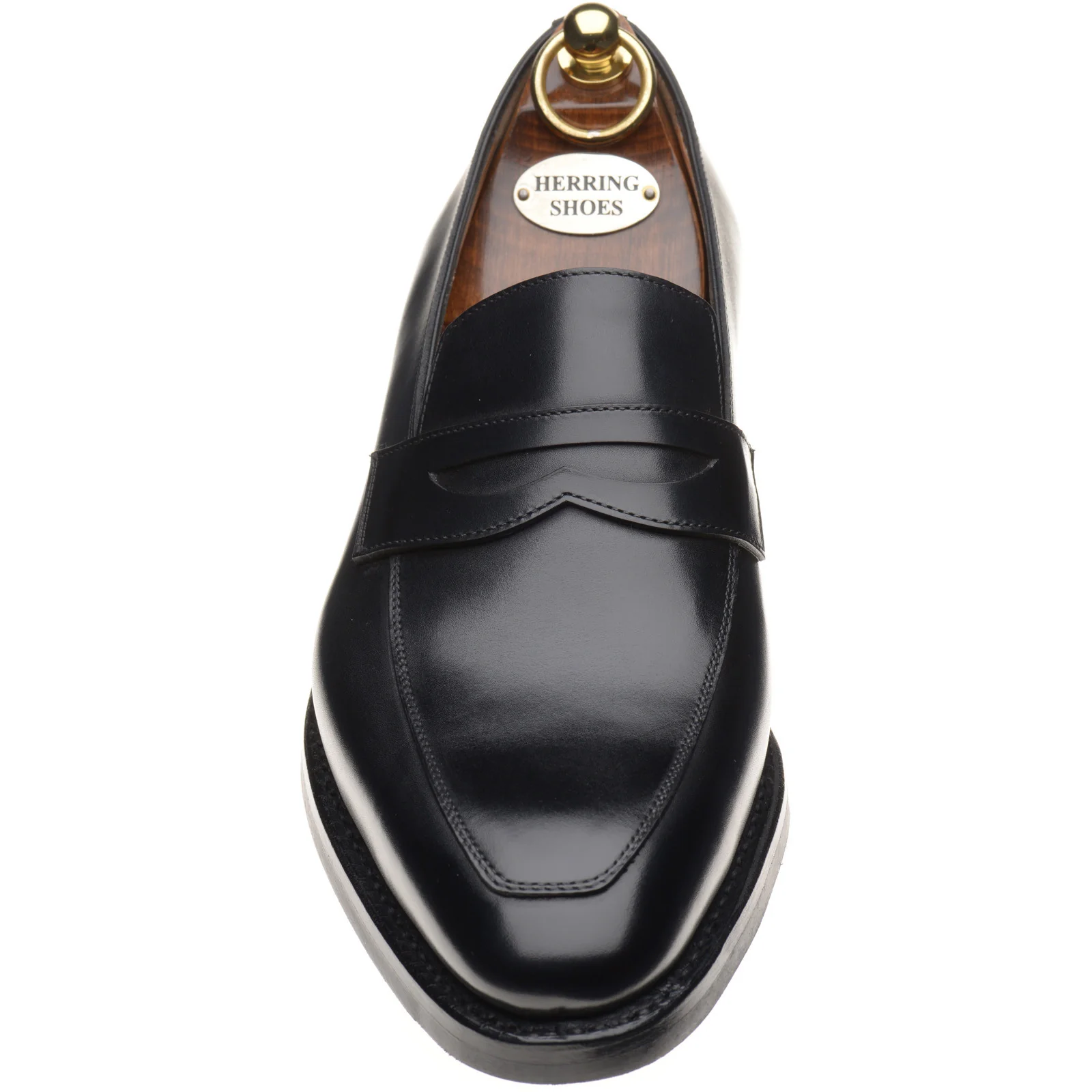 Herring Fletcher Rubber mens loafers in black calf - Image 2