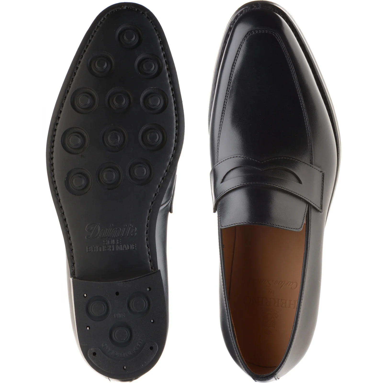 Herring Fletcher Rubber mens loafers in black calf - Image 3