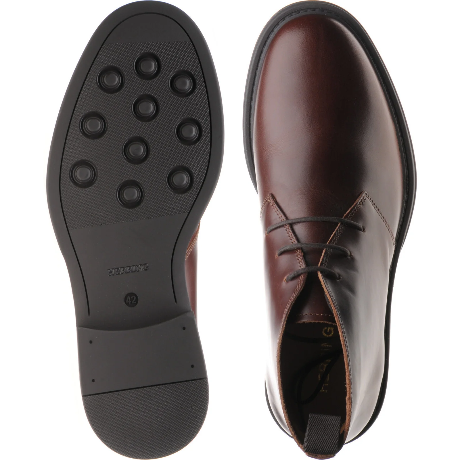 Herring Forge mens rubber-soled Chukka boots in brown calf (second) - Image 3