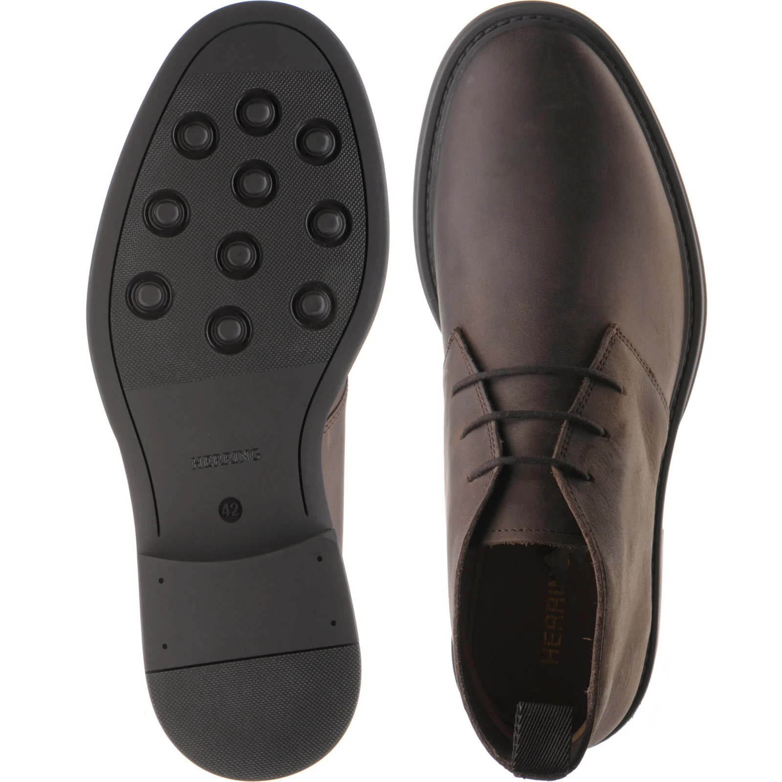 Herring Forge mens rubber-soled Chukka boots in brown waxy (second) - Image 3