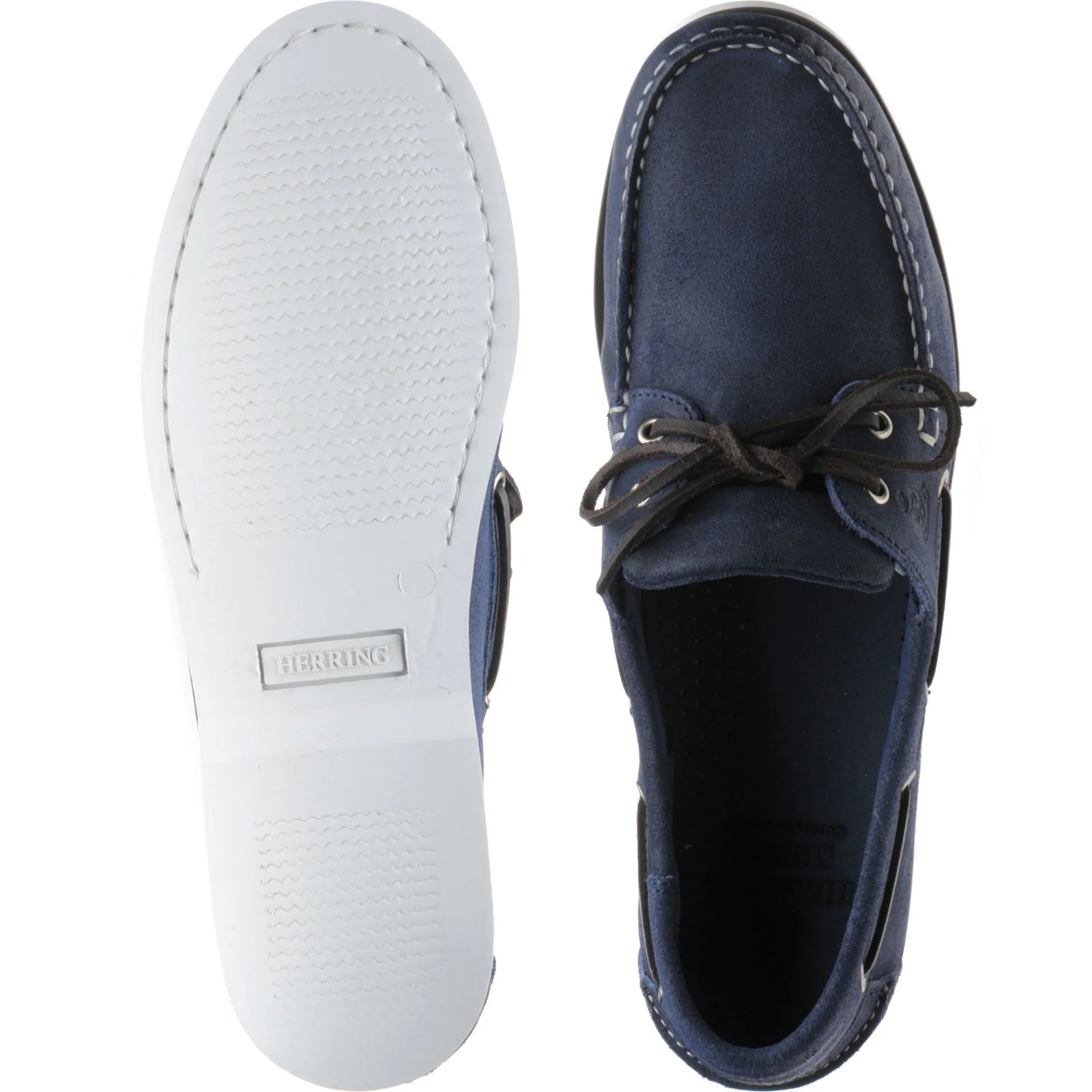 Herring Fowey mens rubber-soled deck shoes in navy - Image 3