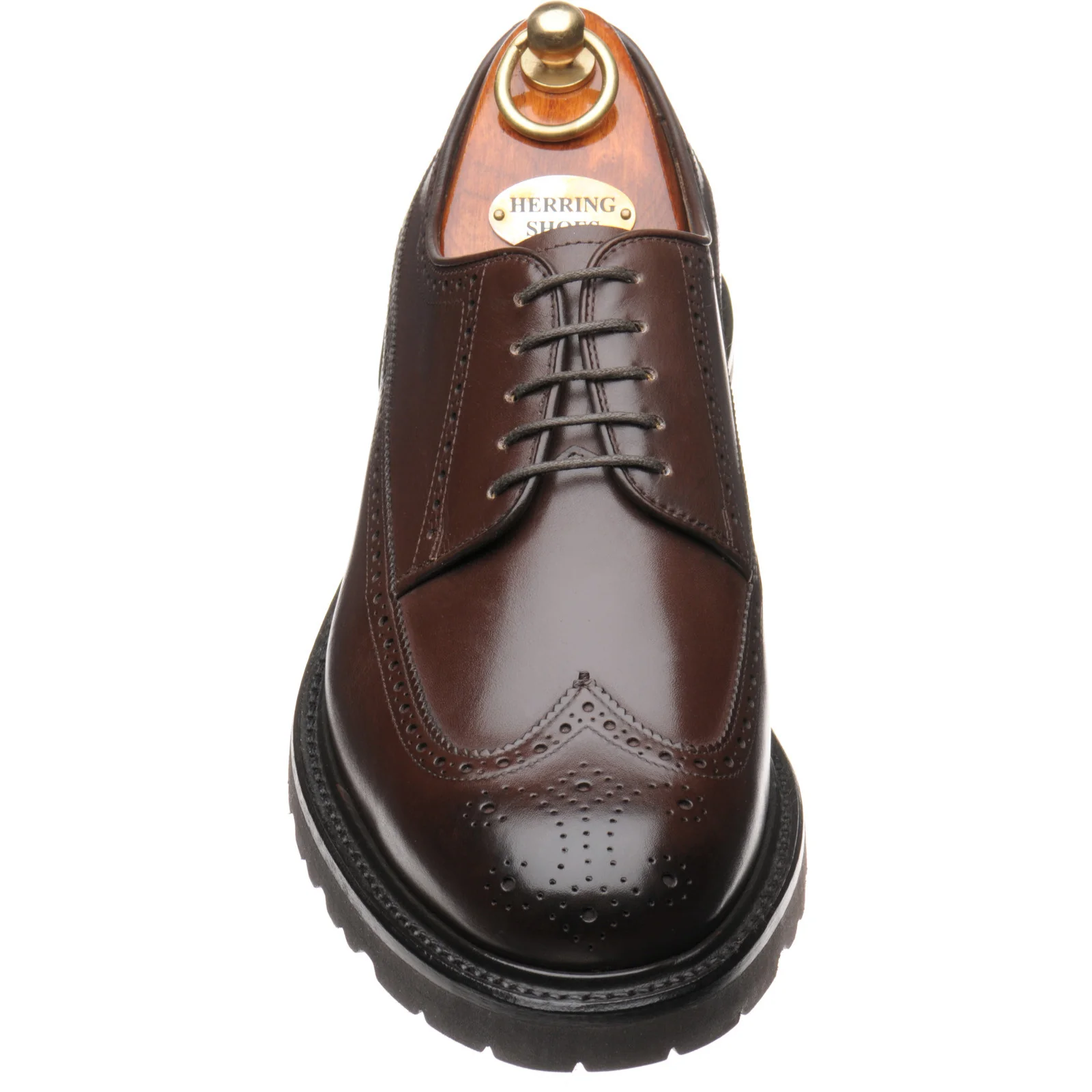 Herring Gairloch mens rubber-soled brogues in dark brown calf - Image 2