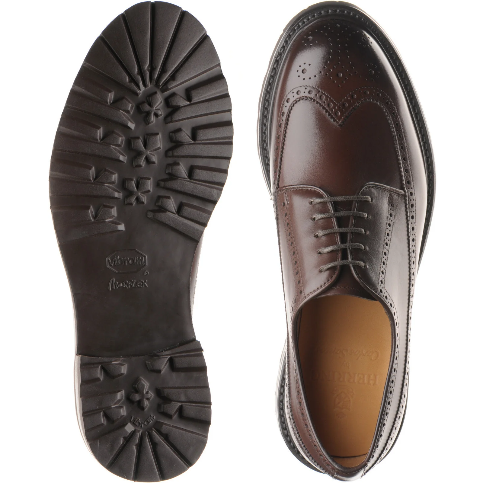 Herring Gairloch mens rubber-soled brogues in dark brown calf - Image 3