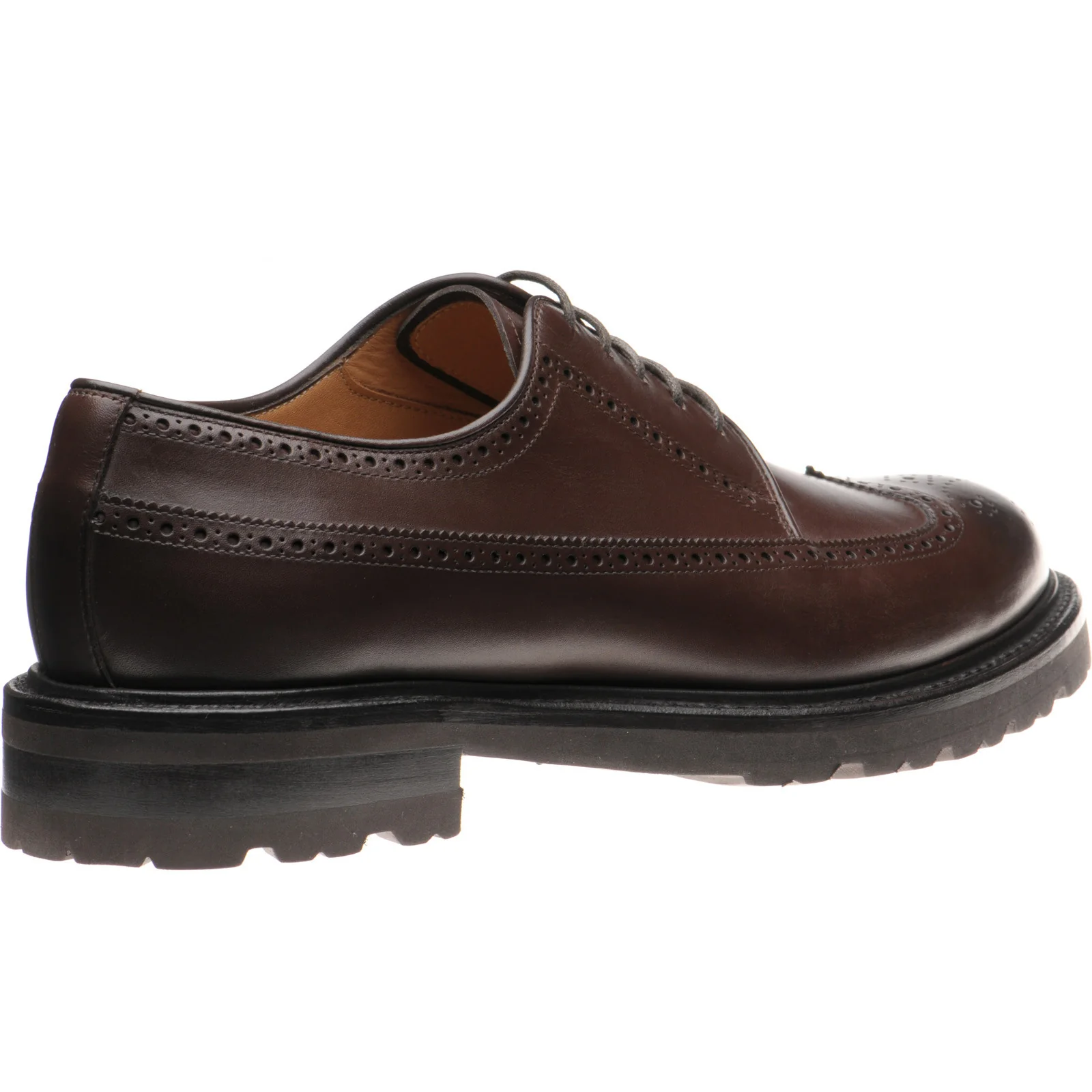 Herring Gairloch mens rubber-soled brogues in dark brown calf - Image 4