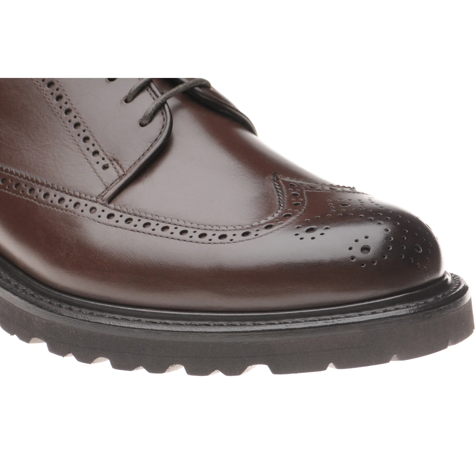 Herring Gairloch mens rubber-soled brogues in dark brown calf - Image 5