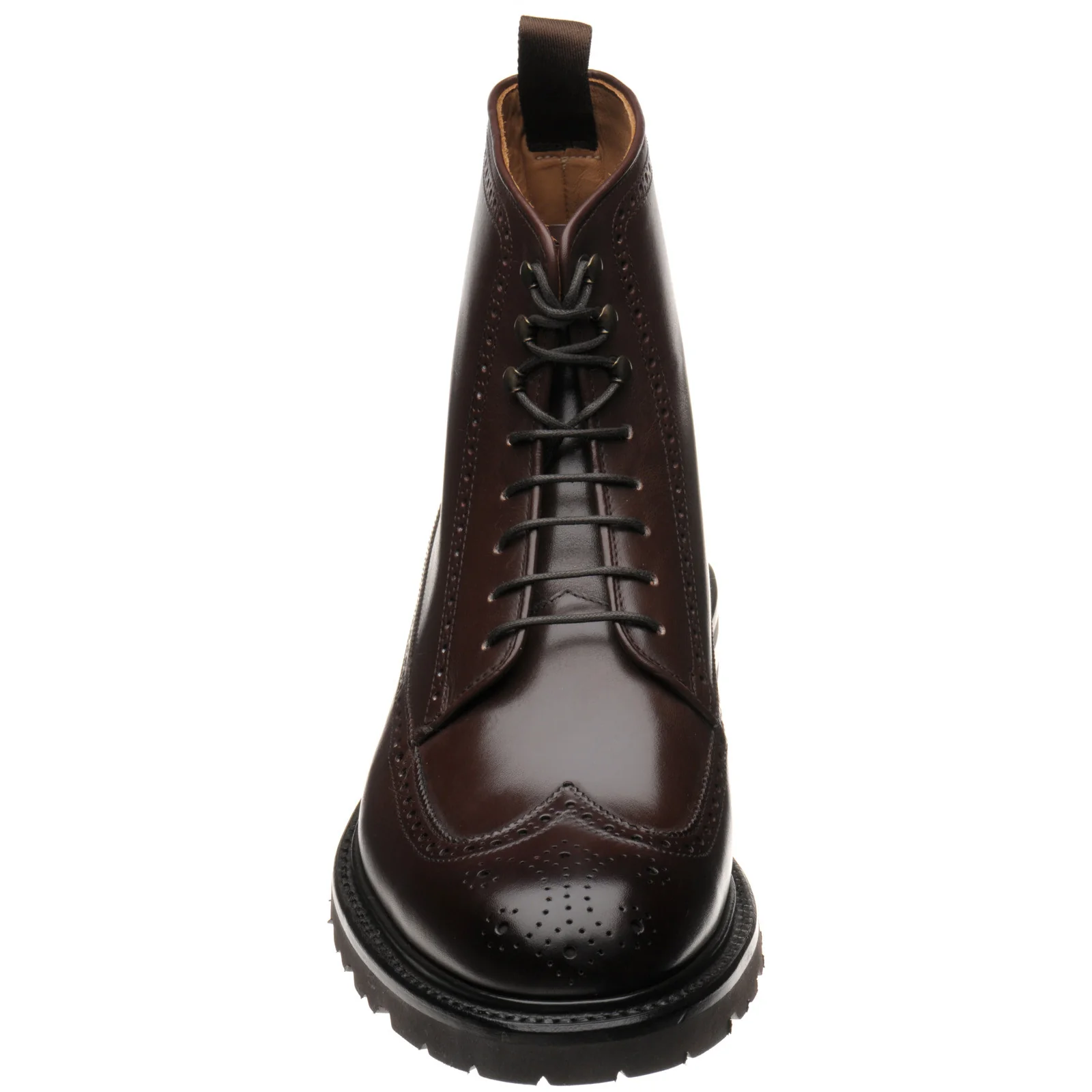 Herring Galashiels mens rubber-soled brogue boots in dark brown calf - Image 2