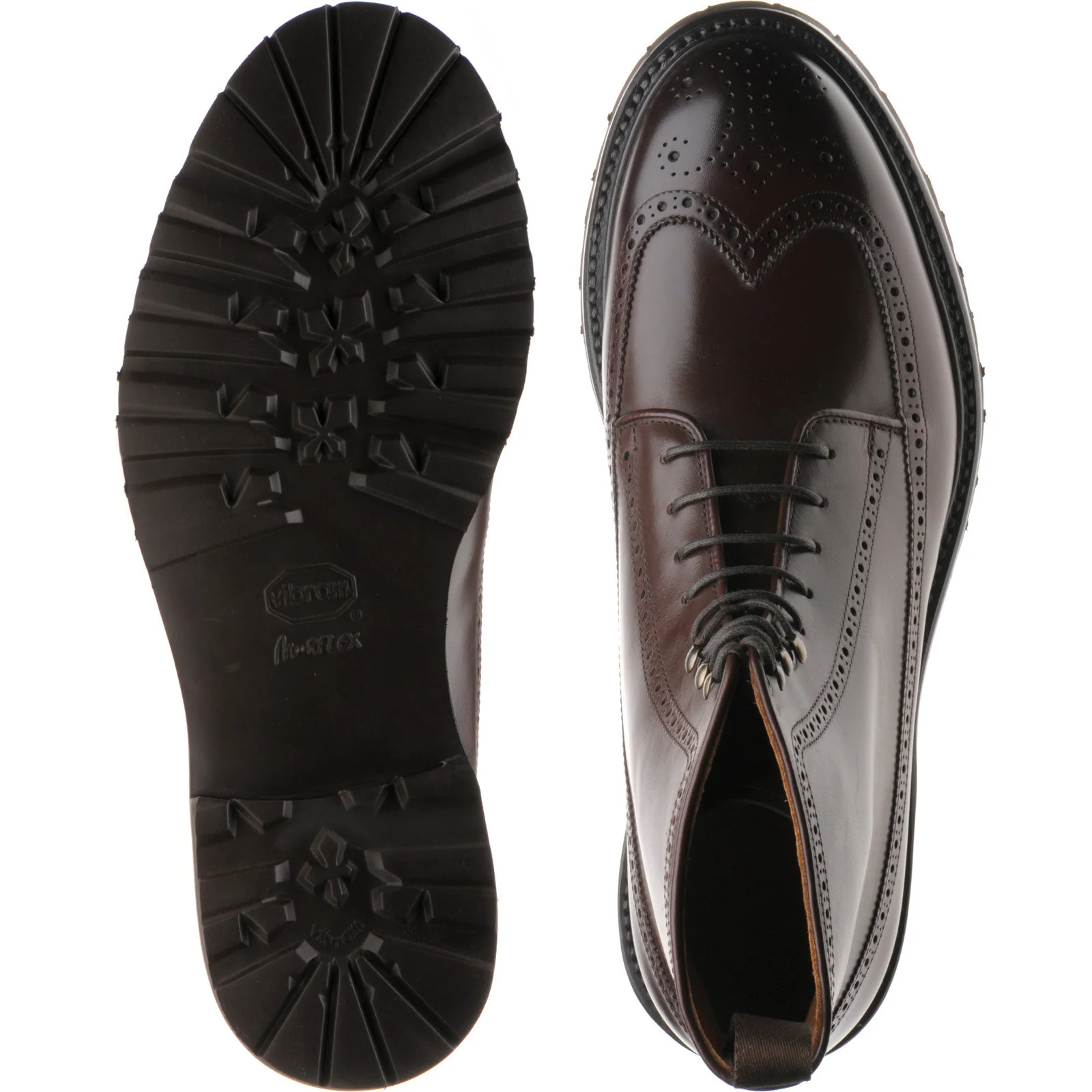 Herring Galashiels mens rubber-soled brogue boots in dark brown calf - Image 3