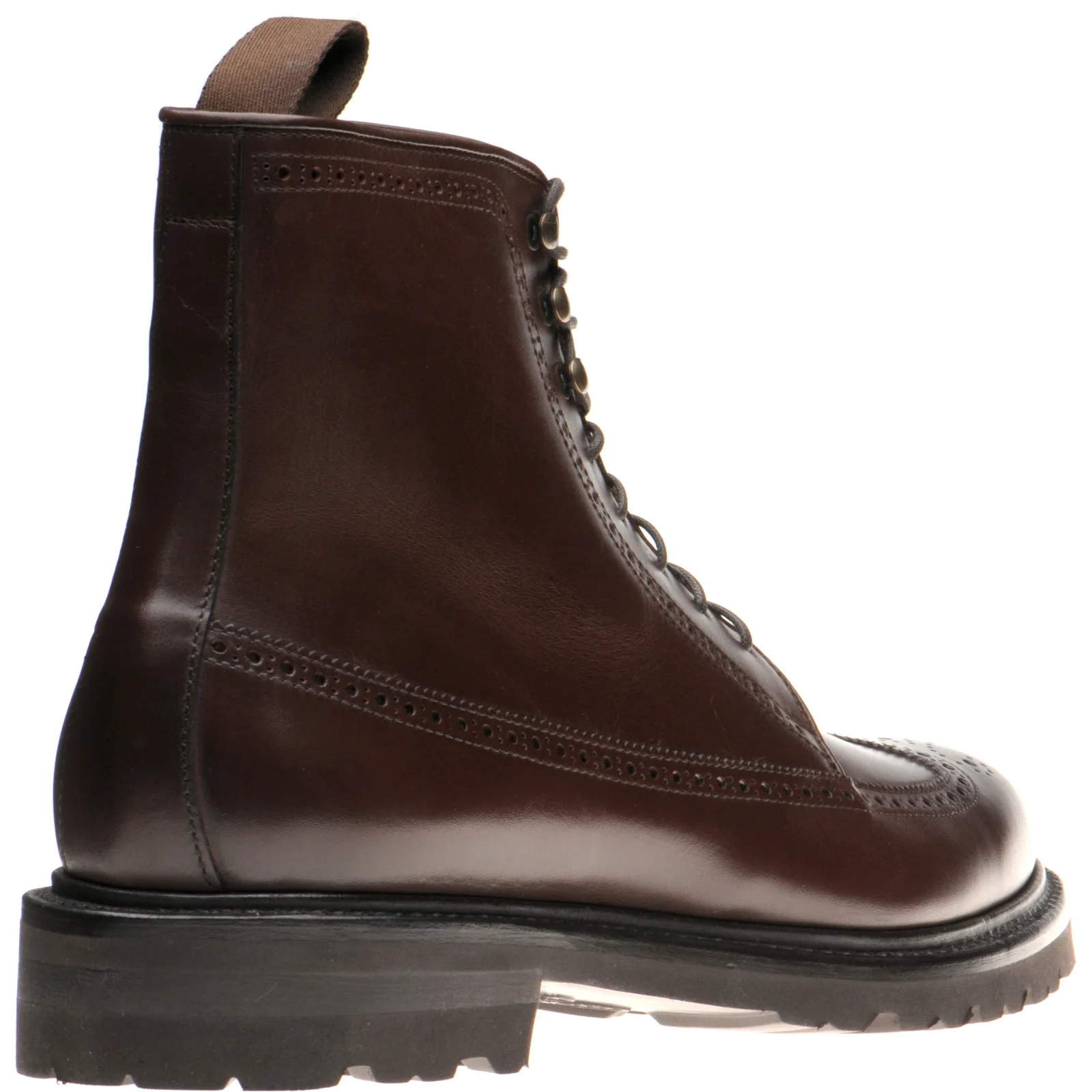 Herring Galashiels mens rubber-soled brogue boots in dark brown calf - Image 4