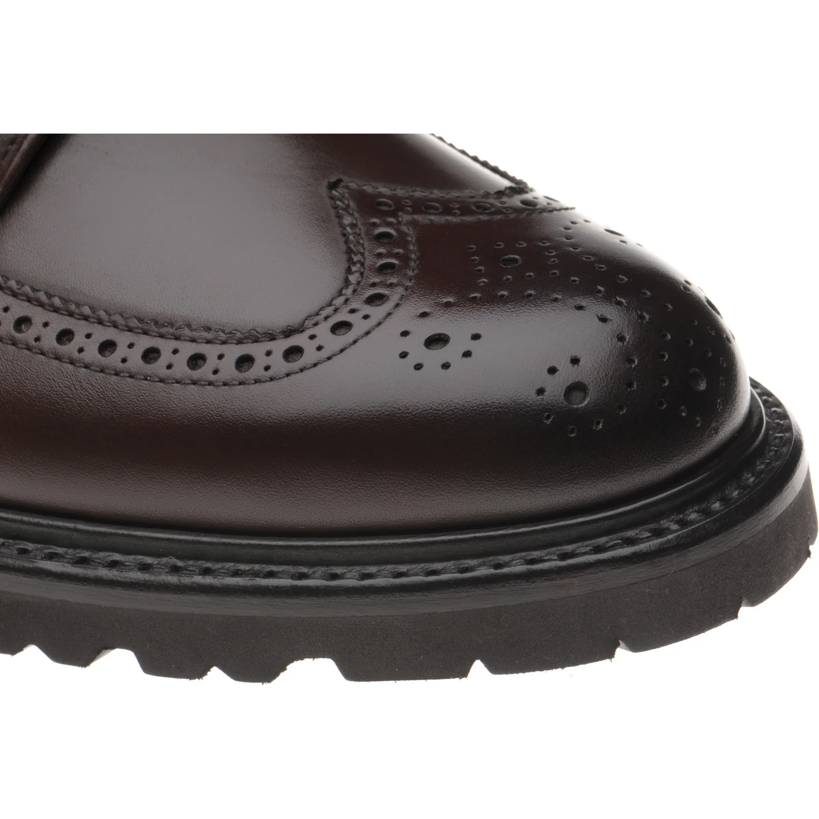 Herring Galashiels mens rubber-soled brogue boots in dark brown calf - Image 5