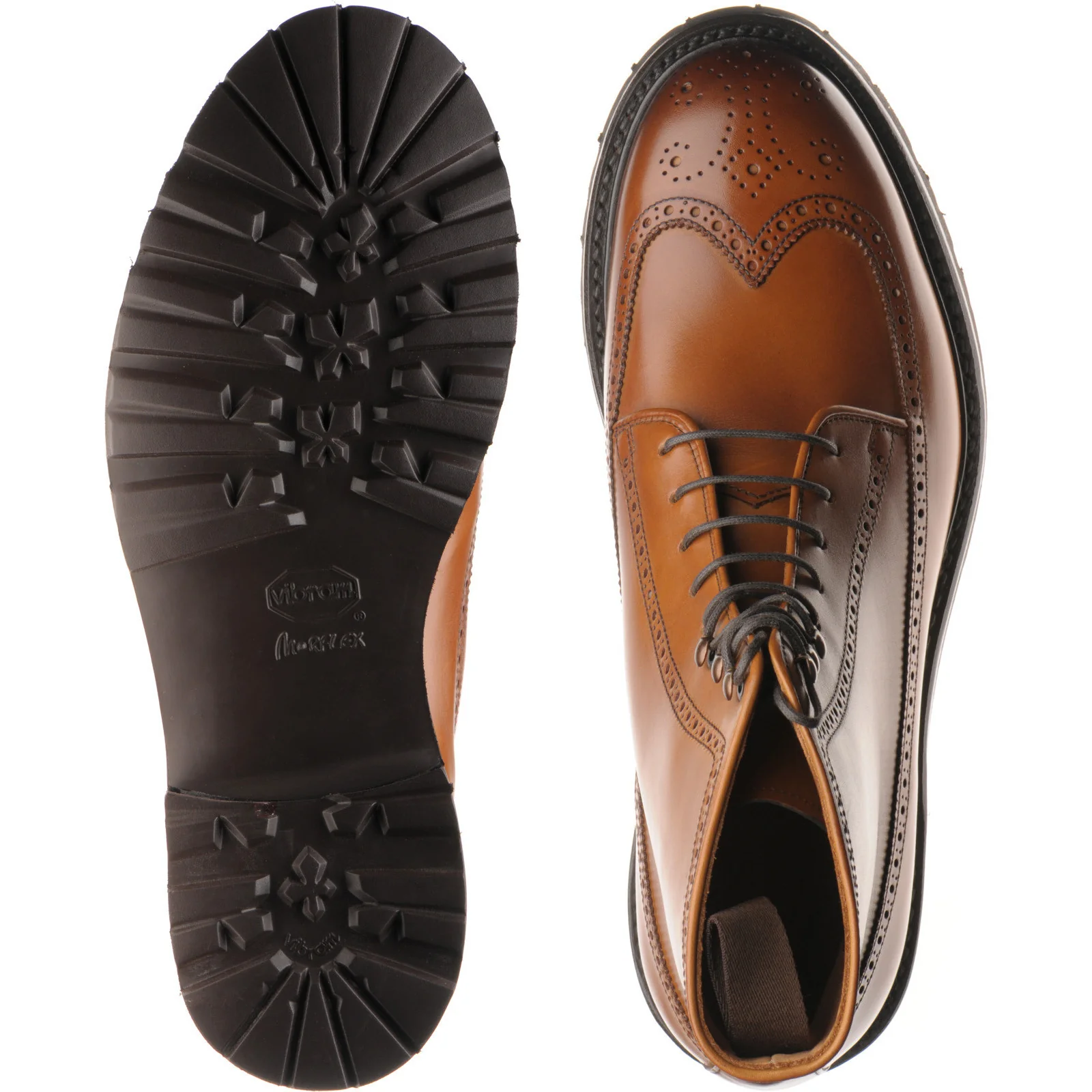 Herring Galashiels mens rubber-soled brogue boots in tan calf - Image 3