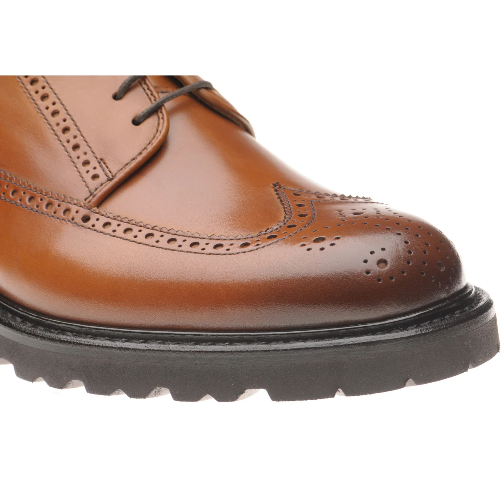 Herring Galashiels mens rubber-soled brogue boots in tan calf - Image 5