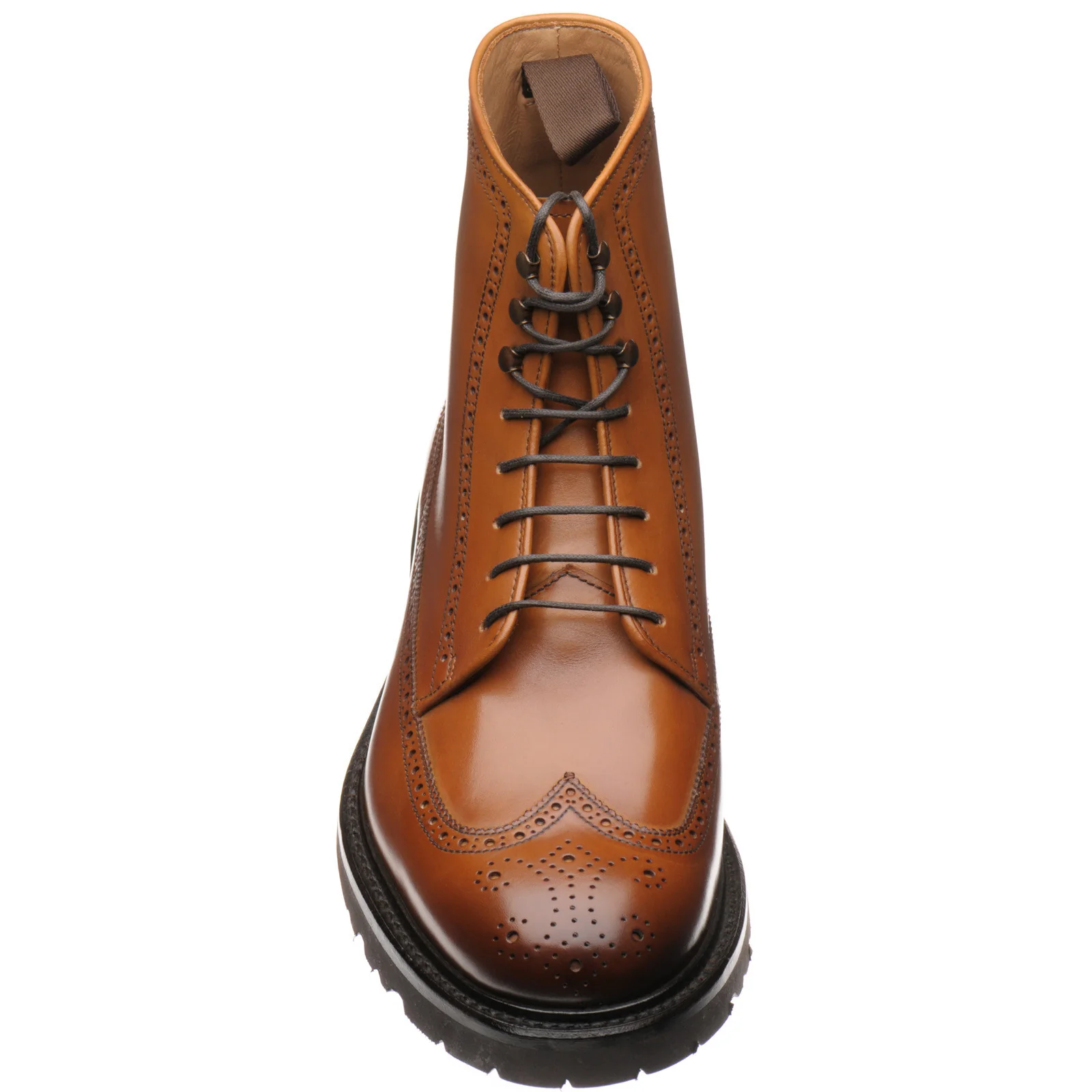 Herring Galashiels mens rubber-soled brogue boots in tan calf (second) - Image 2