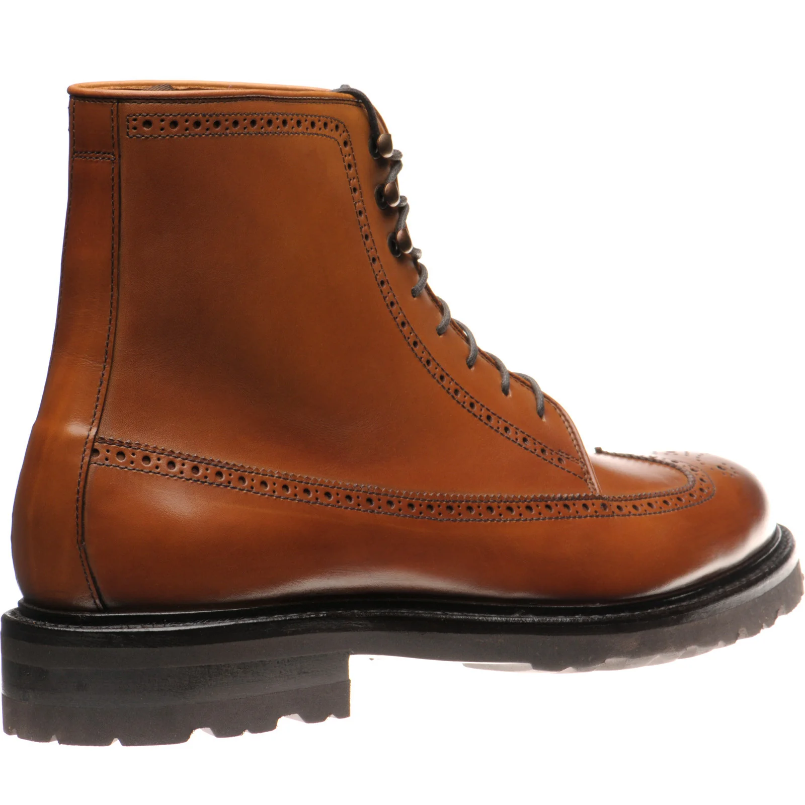 Herring Galashiels mens rubber-soled brogue boots in tan calf (second) - Image 4