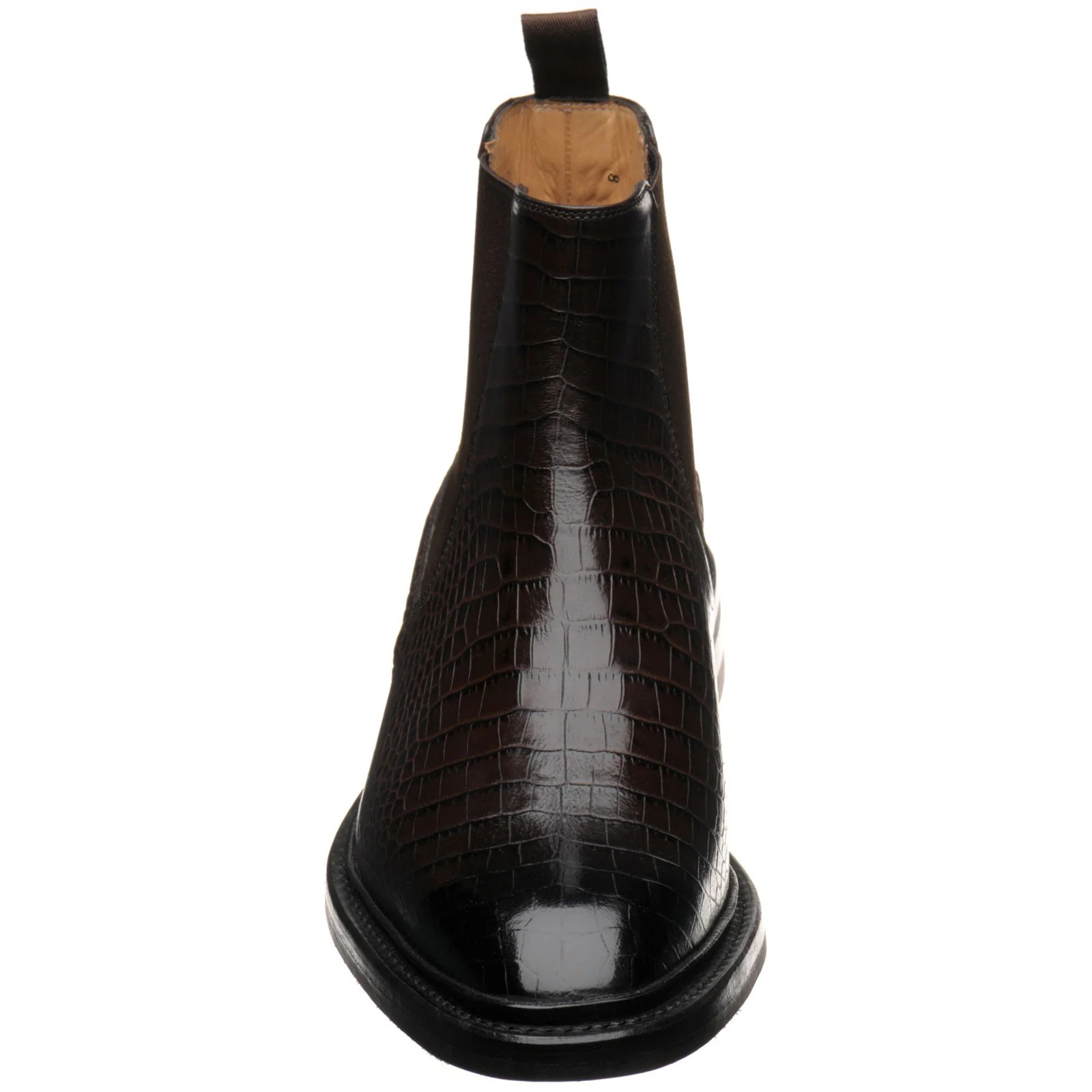 Herring Geneva mens rubber-soled Chelsea boots in dark brown croc - Image 2