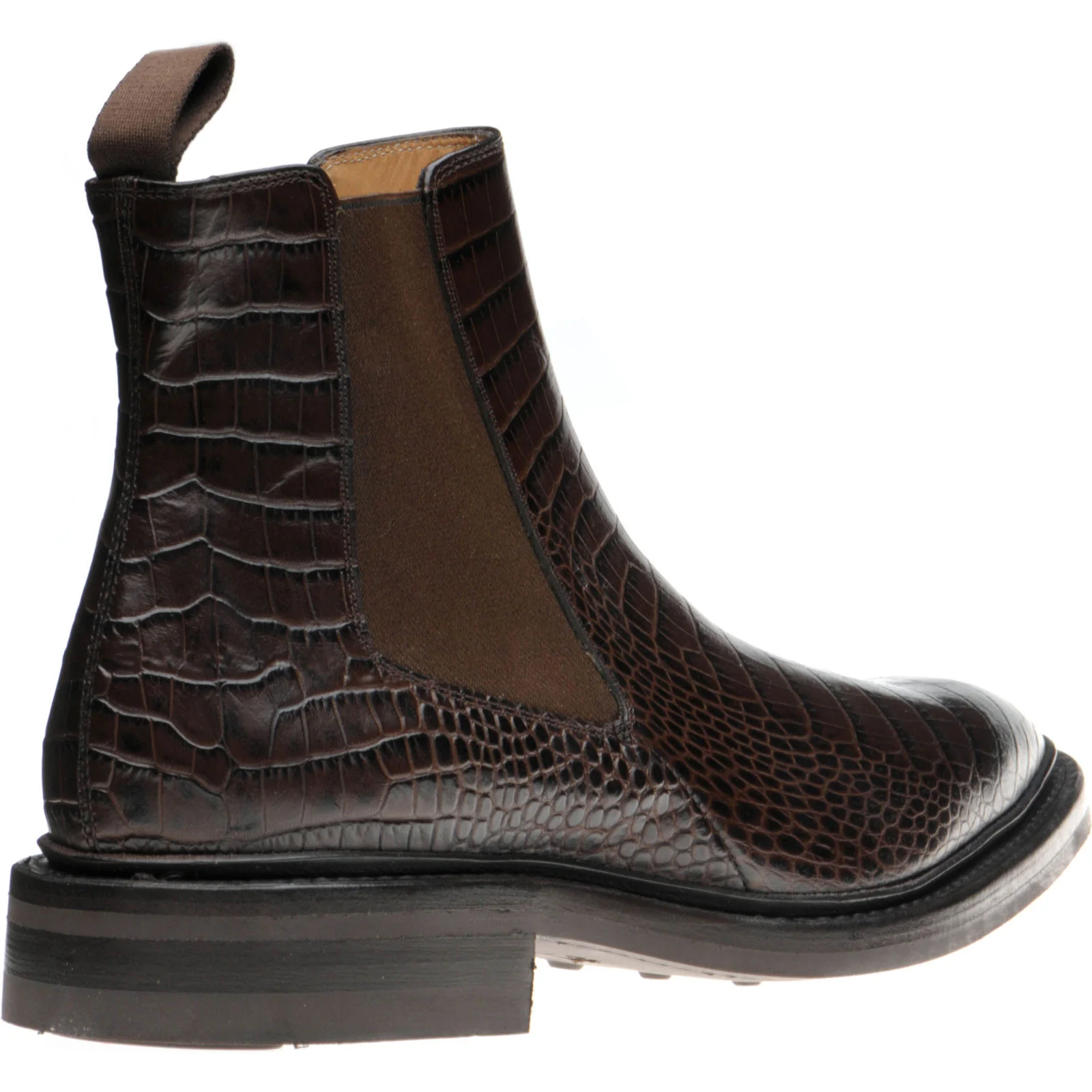 Herring Geneva mens rubber-soled Chelsea boots in dark brown croc - Image 4