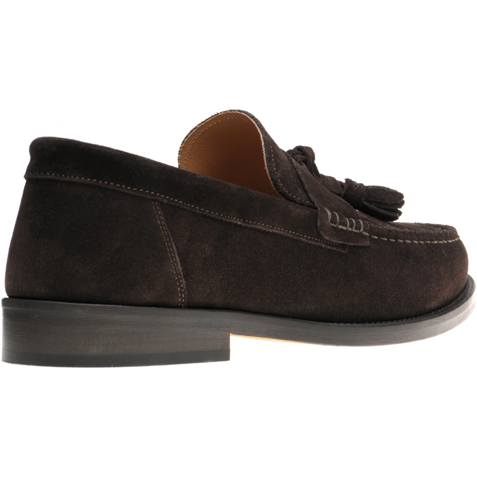 Herring Genoa mens tasselled loafers in dark brown suede - Image 4