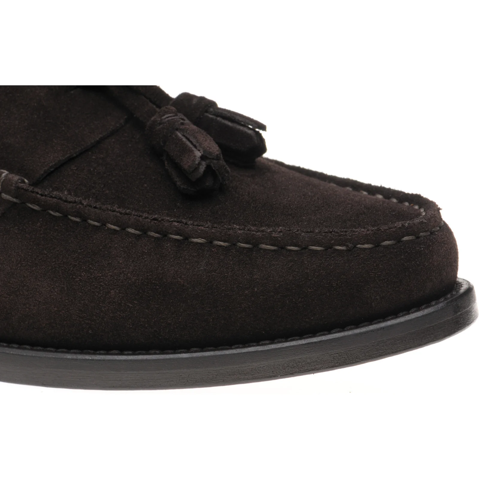 Herring Genoa mens tasselled loafers in dark brown suede (second) - Image 5