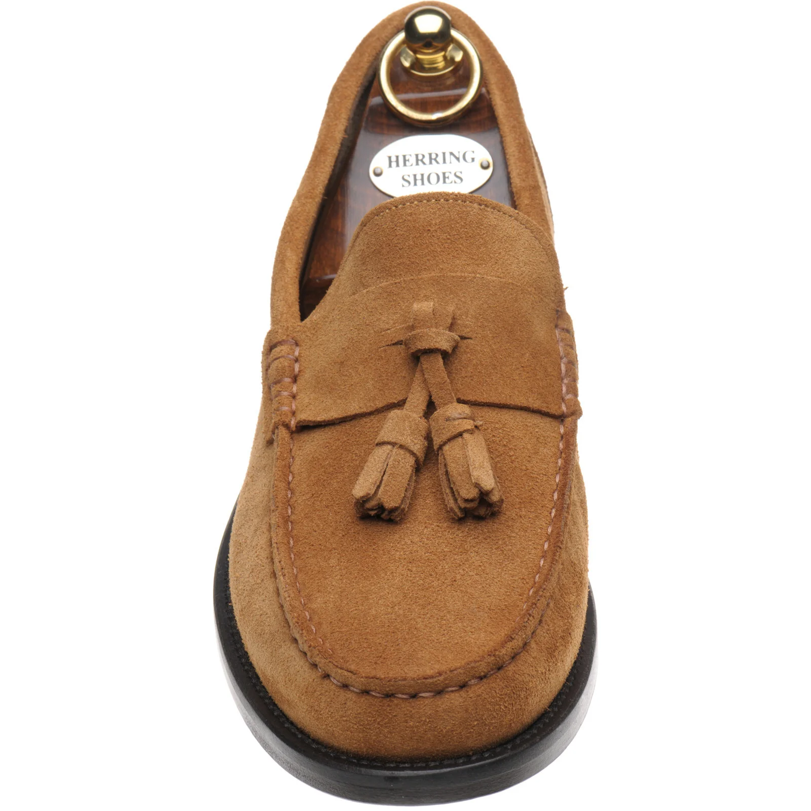 Herring Genoa mens tasselled loafers in tan suede - Image 2