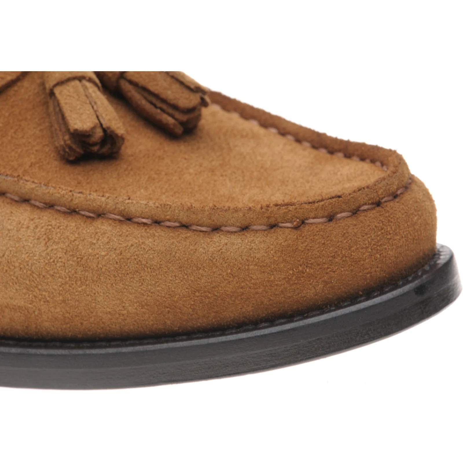 Herring Genoa mens tasselled loafers in tan suede - Image 5