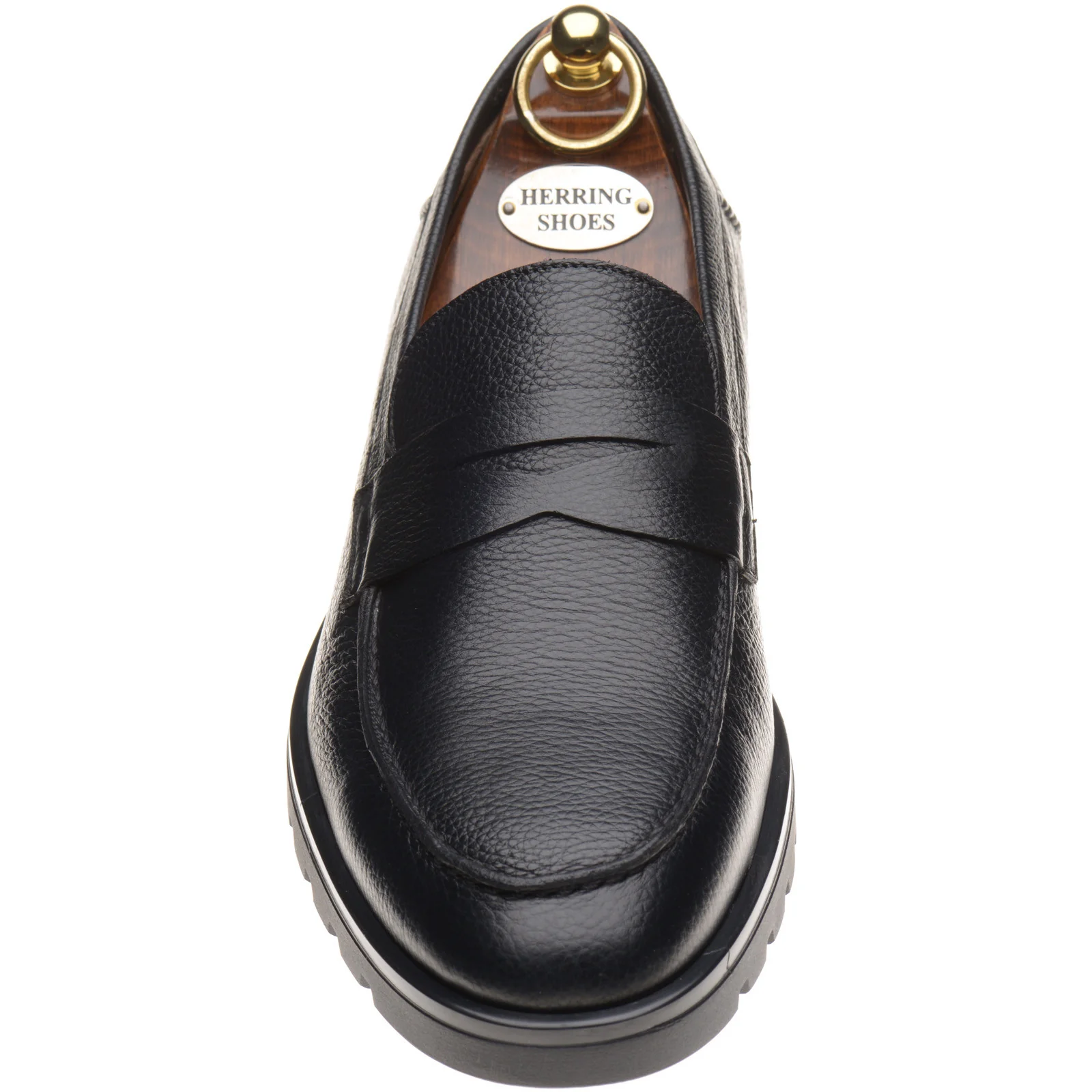 Herring Georgio mens rubber-soled loafers in black grain - Image 2
