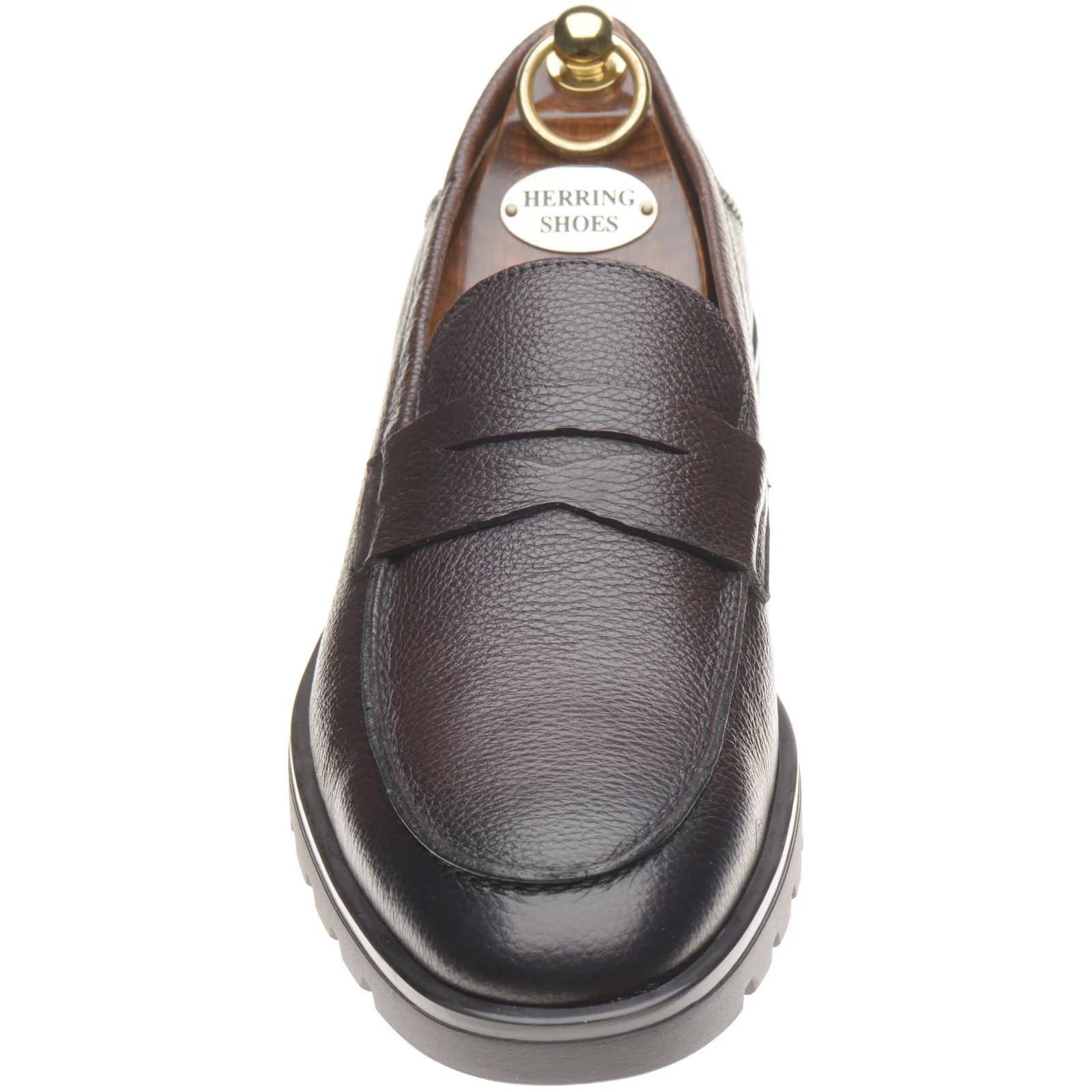 Herring Georgio mens rubber-soled loafers in brown grain - Image 2