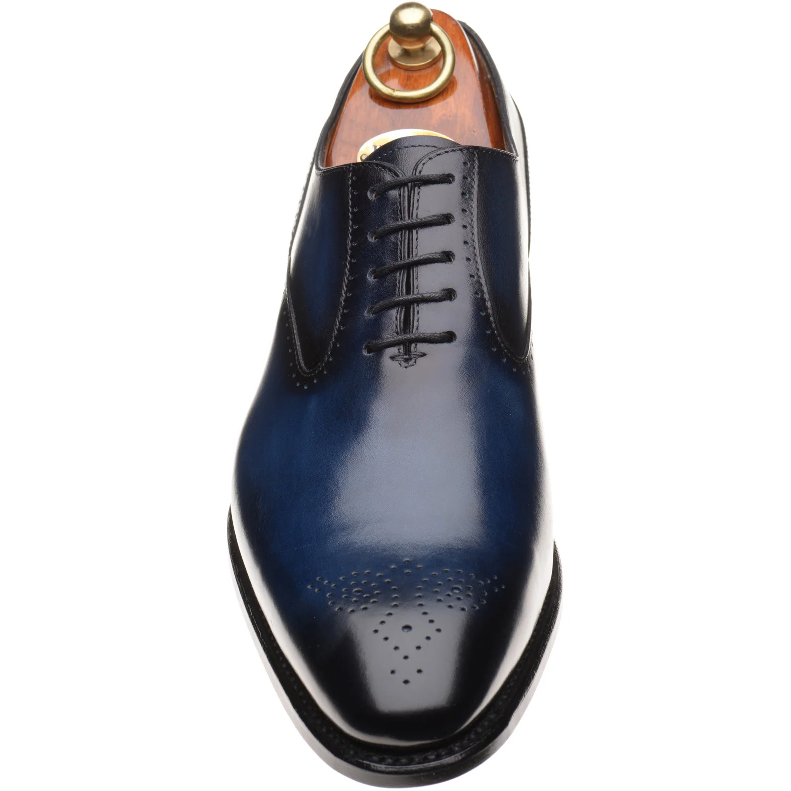 Herring Gershwin mens semi-brogues in navy calf - Image 2