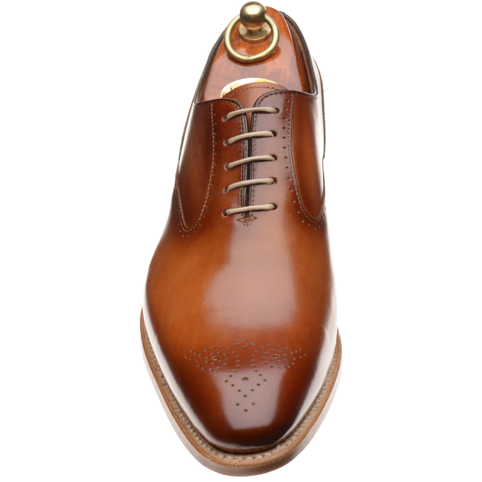 Herring Gershwin mens semi-brogues in tan calf - Image 2
