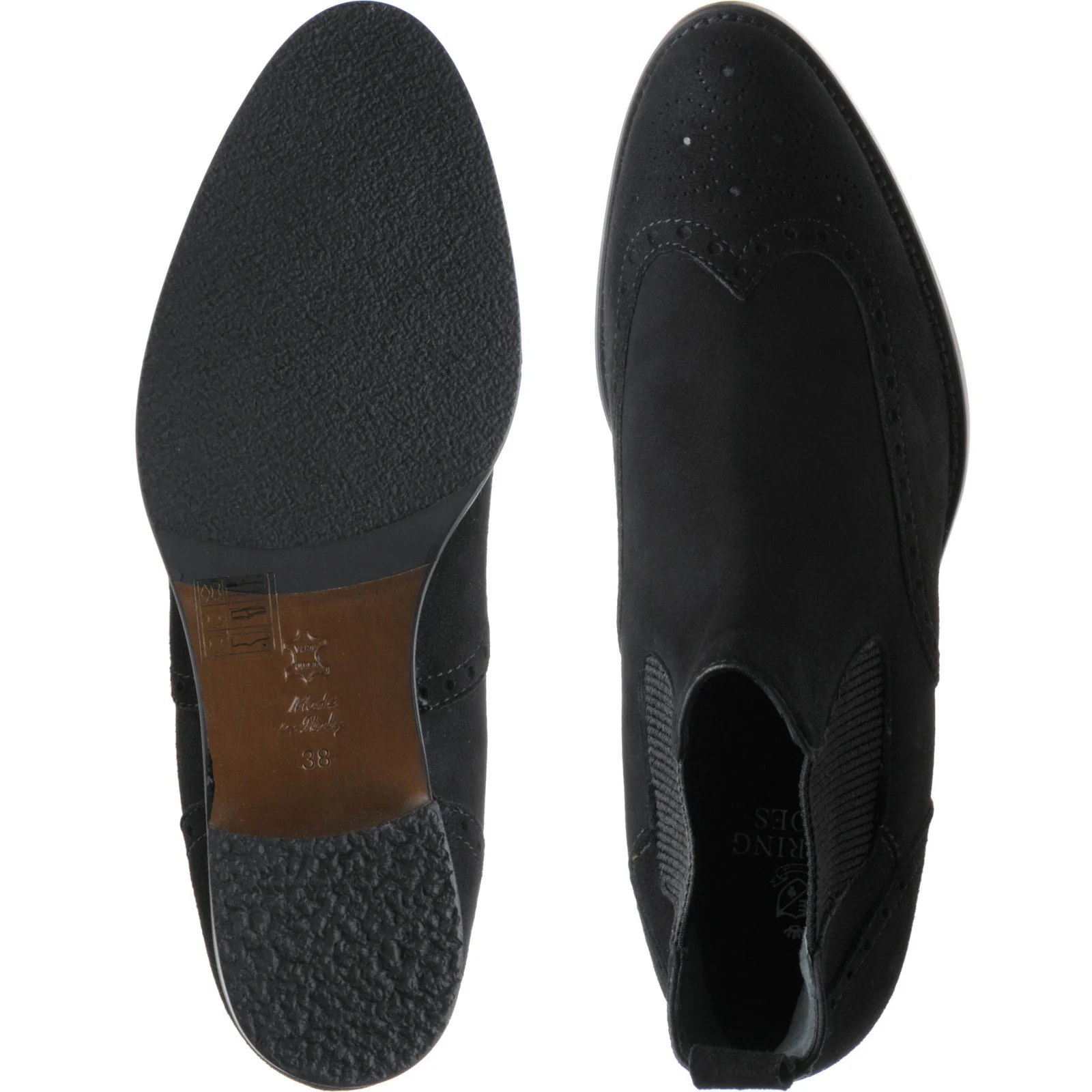 Herring Giovanna ladies rubber-soled brogue boots in black suede - Image 3
