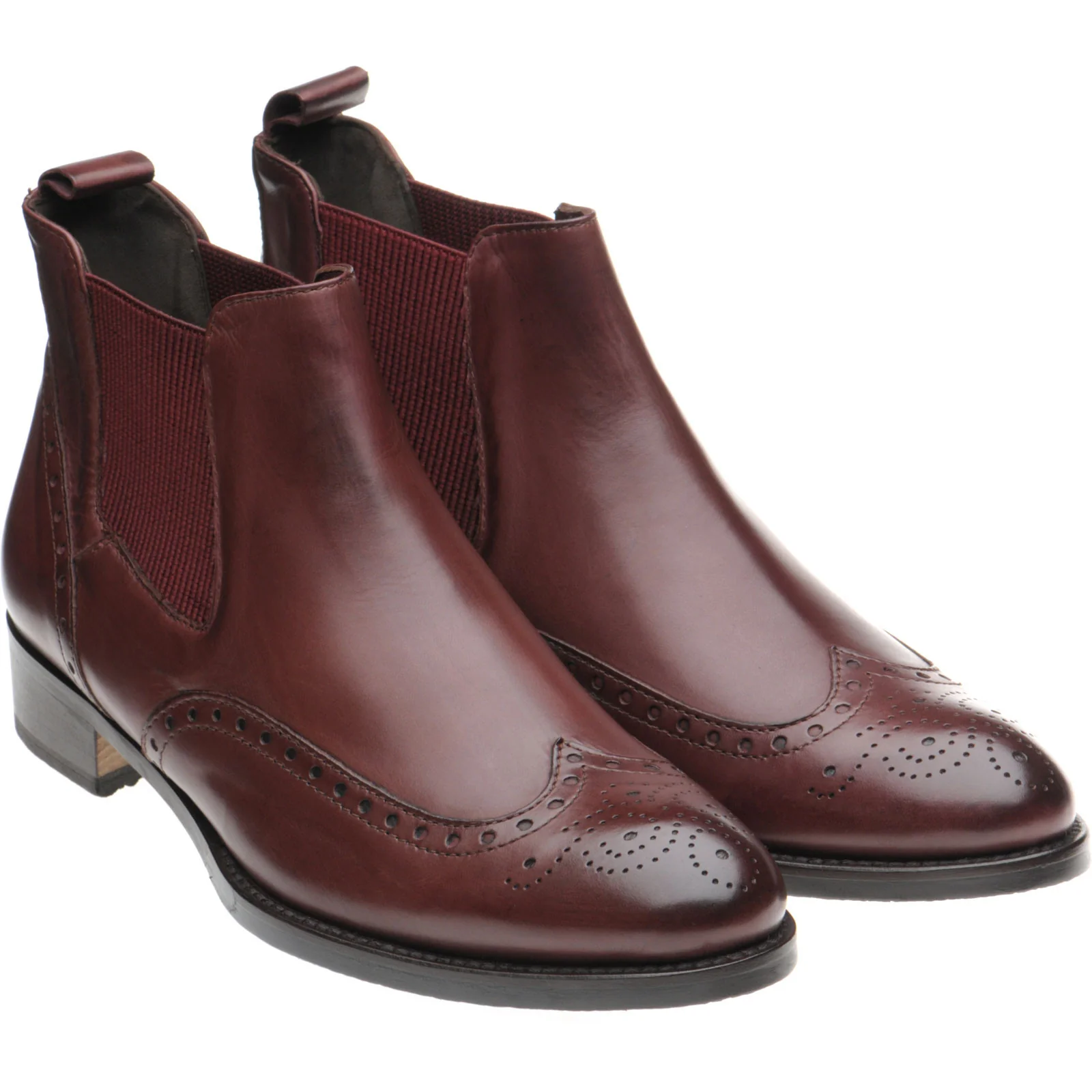 Herring Giovanna ladies rubber-soled brogue boots in burgundy calf
