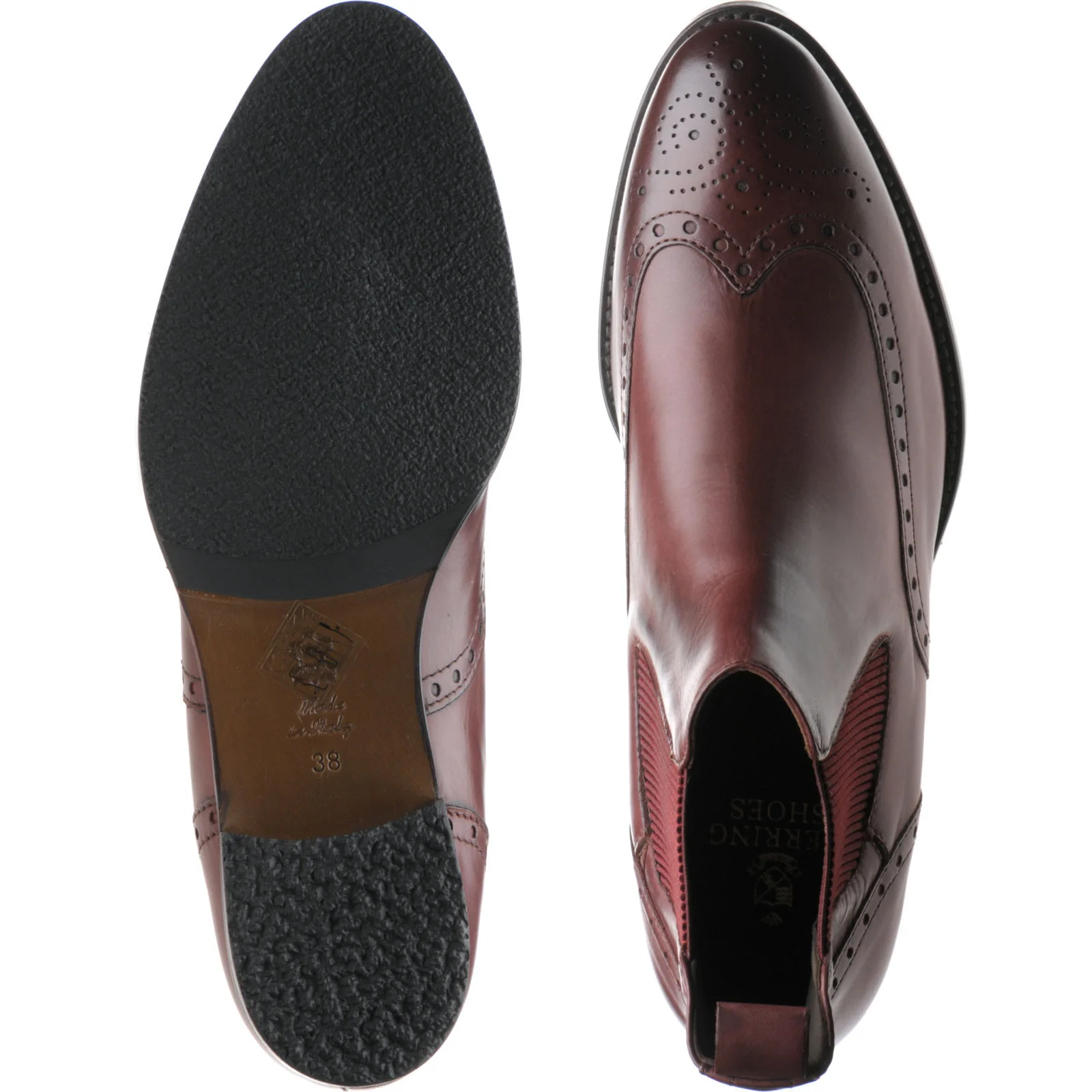 Herring Giovanna ladies rubber-soled brogue boots in burgundy calf - Image 3