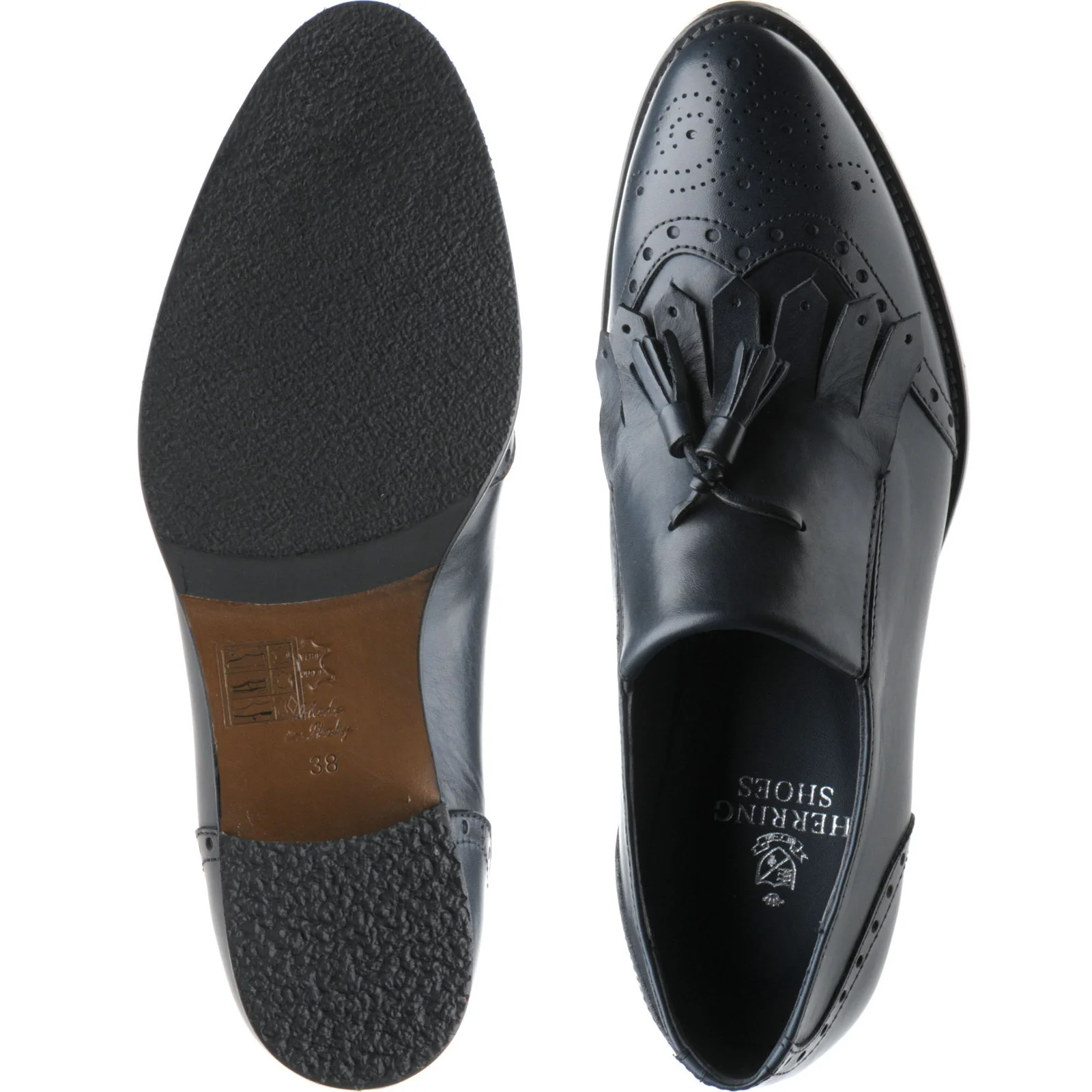 Herring Giulietta ladies hybrid-soled tasselled loafers in blue calf - Image 3