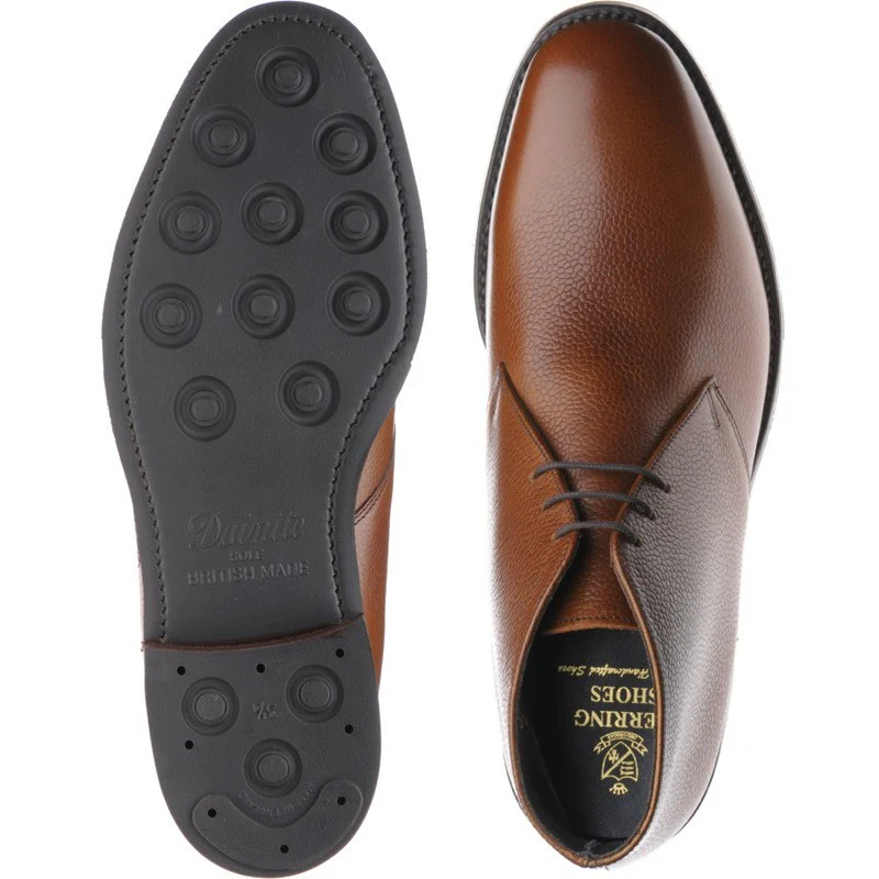 Herring Gosforth II (Rubber) mens hybrid-soled Chukka boots in tan grain (second) - Image 3