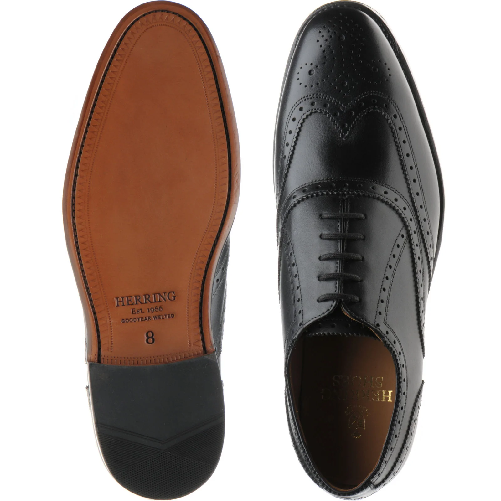 Herring Gosport mens brogues in black calf - Image 3