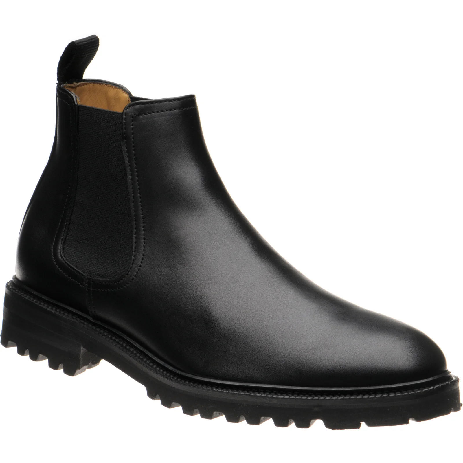 Herring Grange mens rubber-soled boots in black calf
