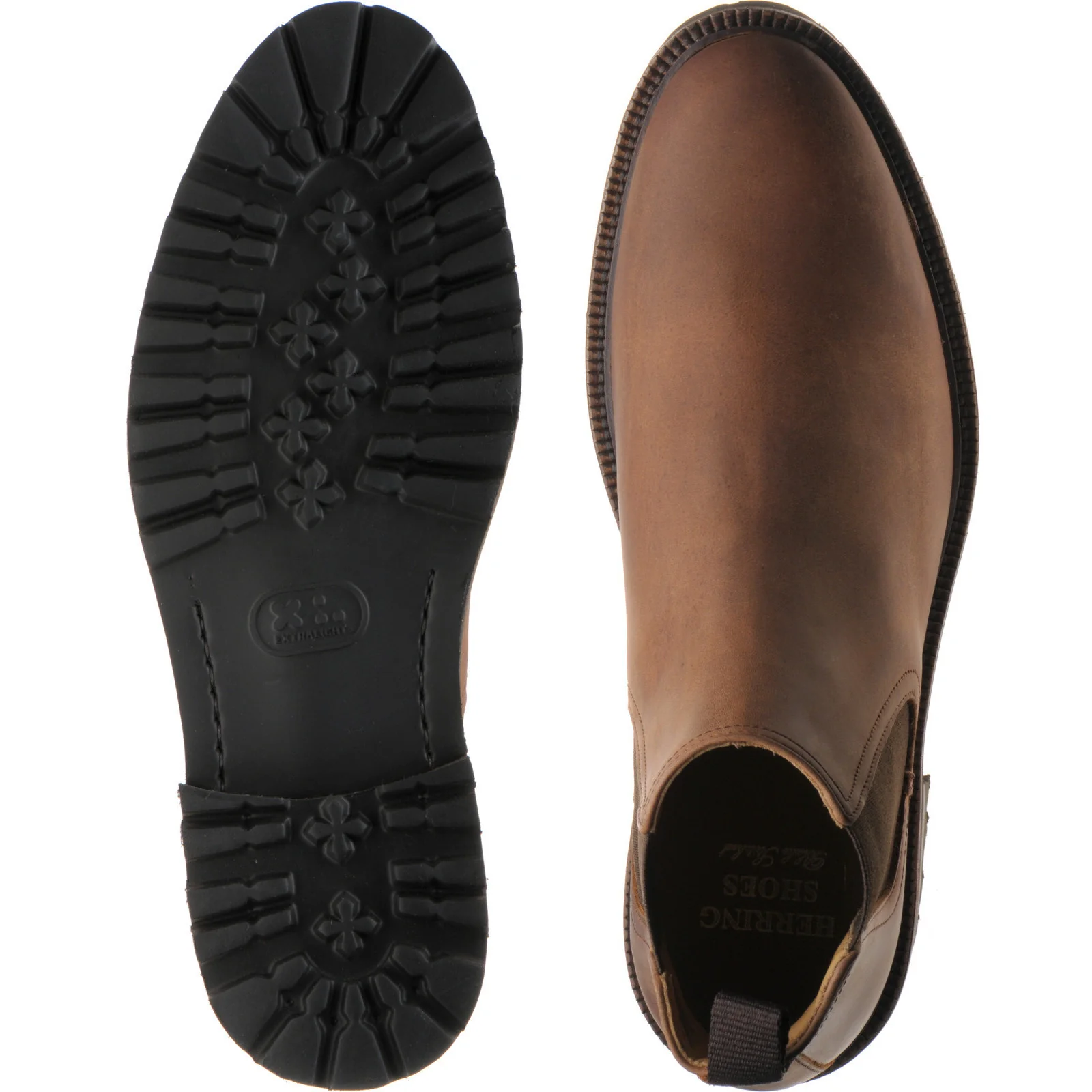 Herring Grange mens rubber-soled boots in nut brown calf - Image 3