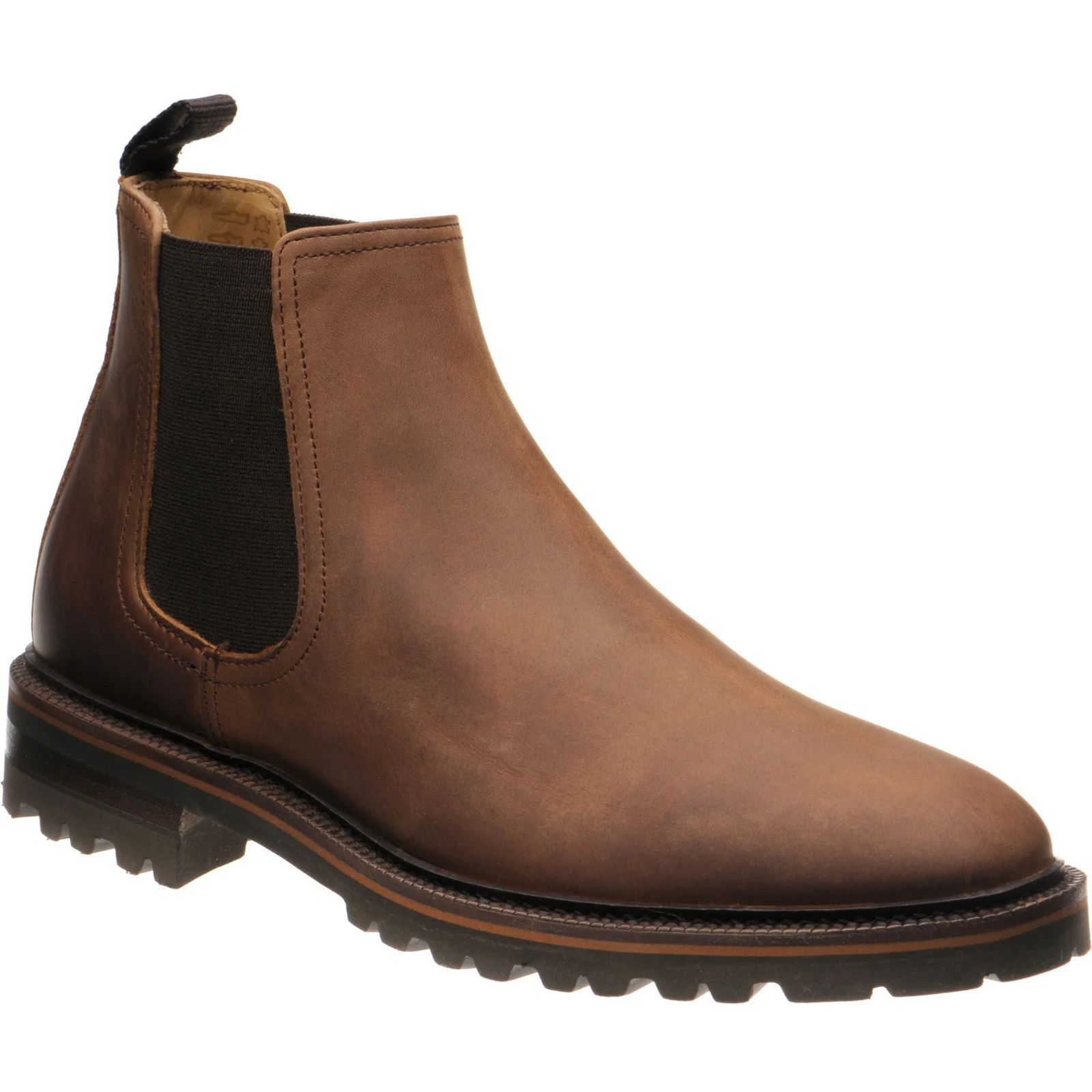 Herring Grange mens rubber-soled boots in nut brown calf (second)