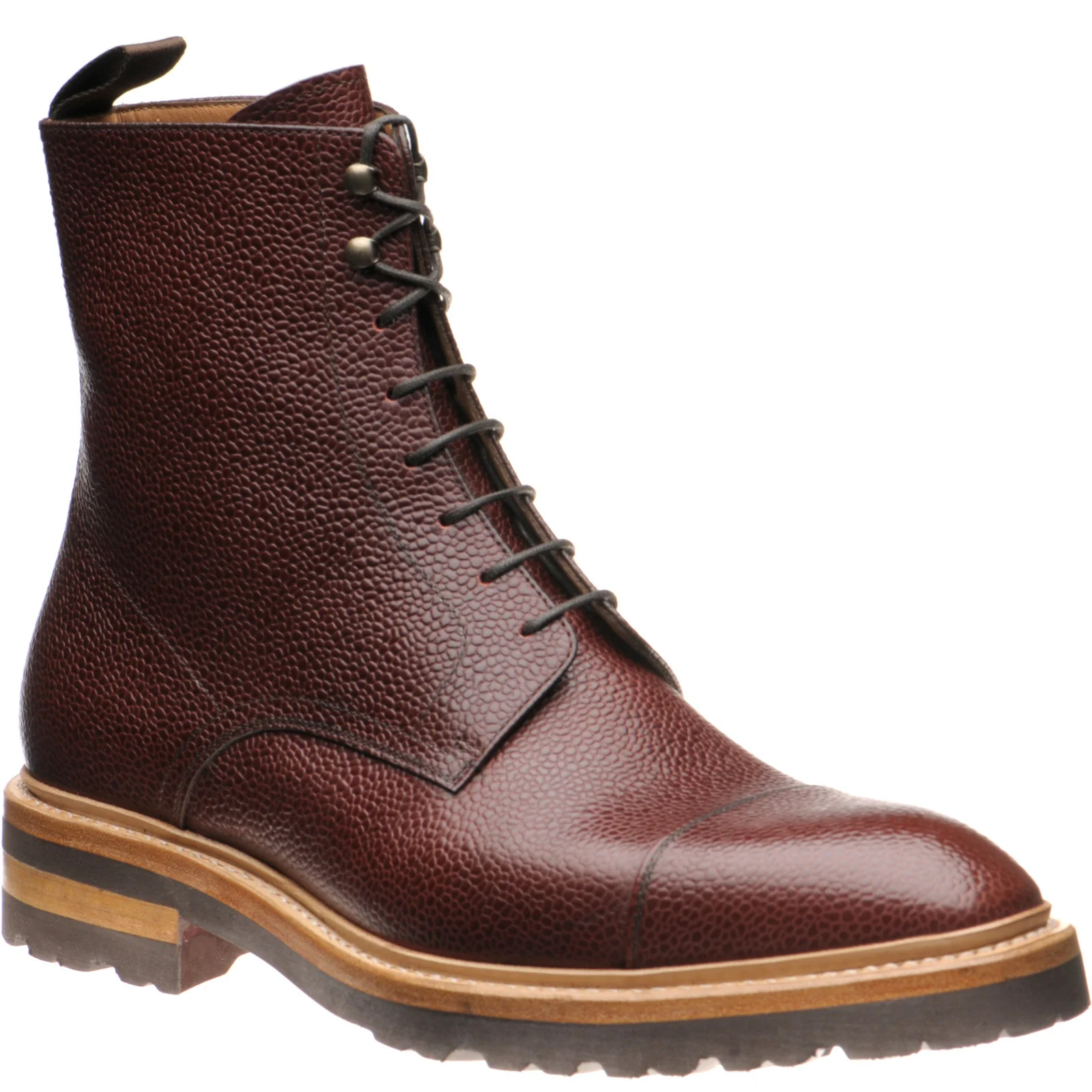 Herring Grantham Rubber mens rubber-soled boots in burgundy grain