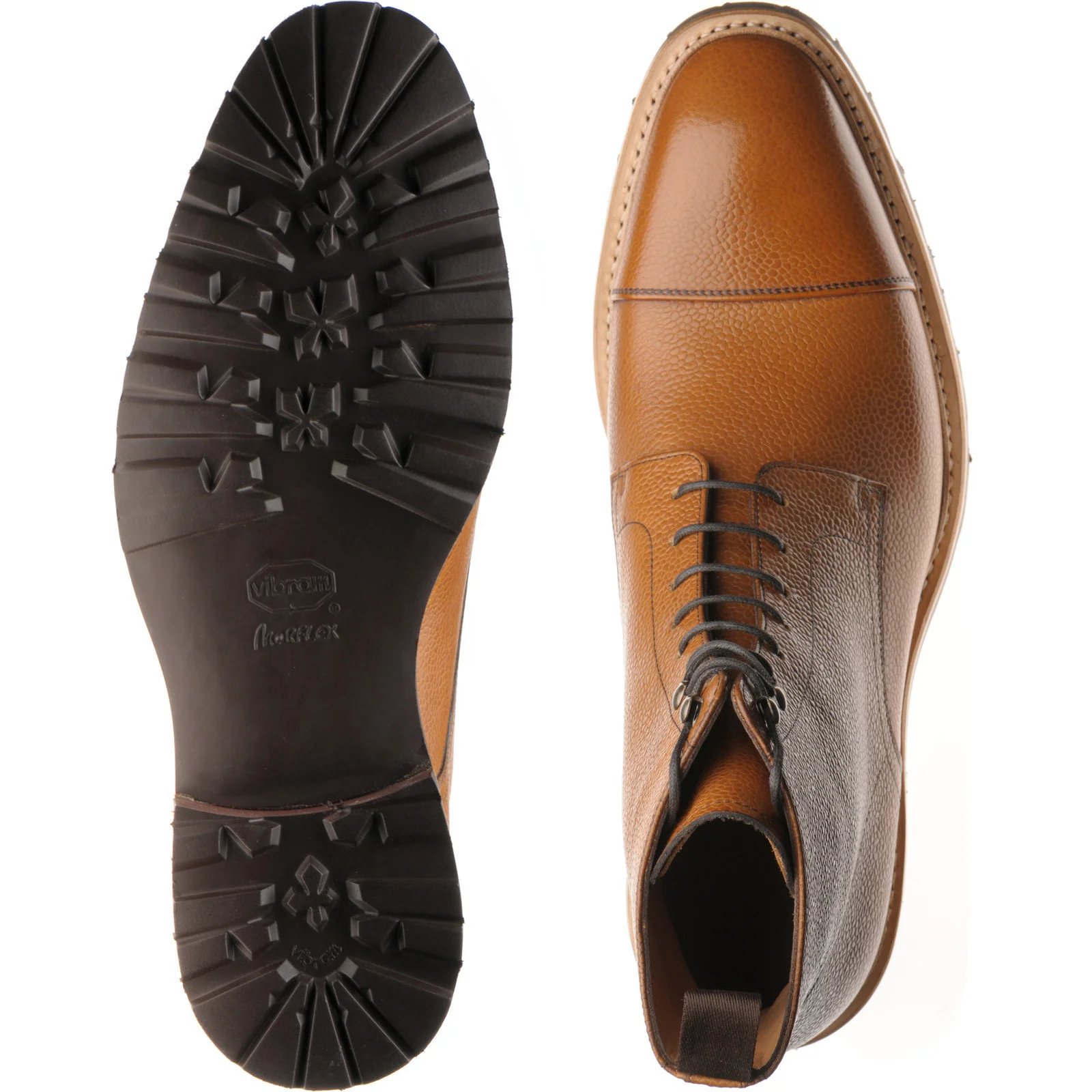 Herring Grantham Rubber mens rubber-soled boots in tan grain - Image 3