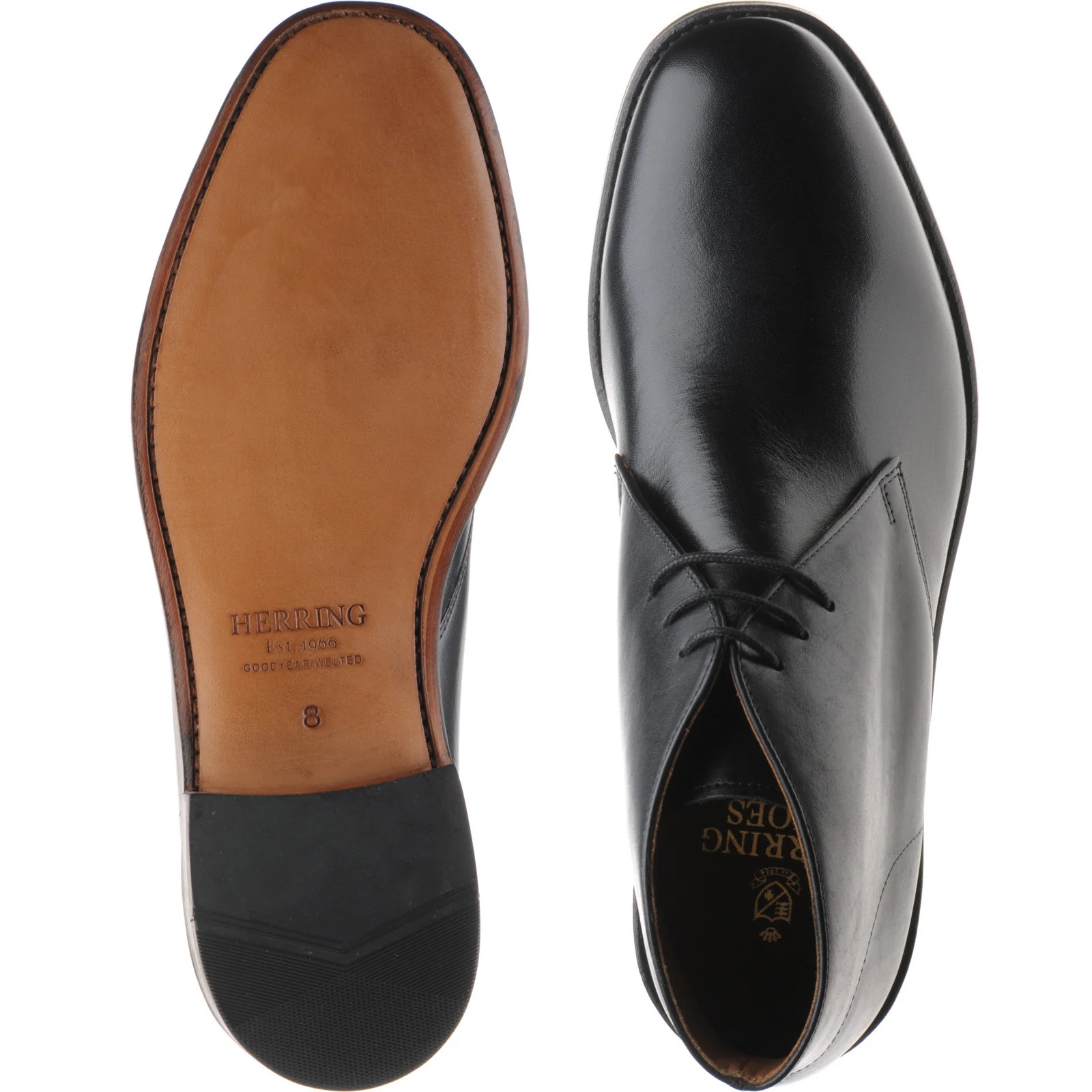 Herring Grays mens Chukka boots in black calf (second) - Image 3