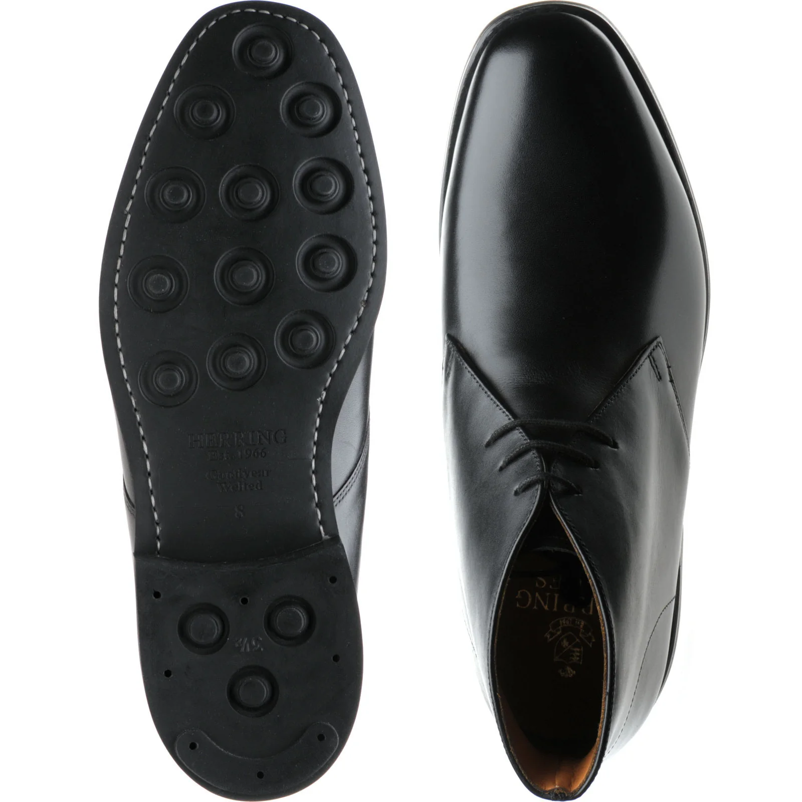 Herring Grays Rubber mens rubber-soled Chukka boots in black calf (second) - Image 3