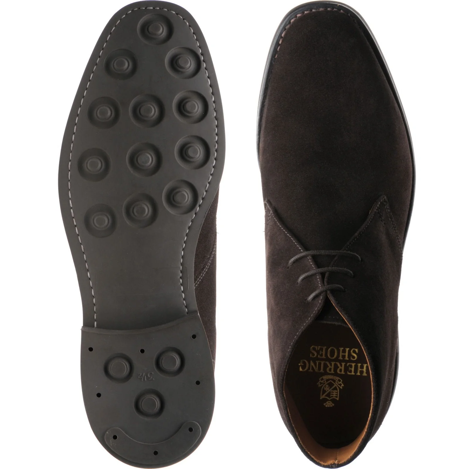 Herring Grays Rubber mens rubber-soled Chukka boots in brown suede - Image 3