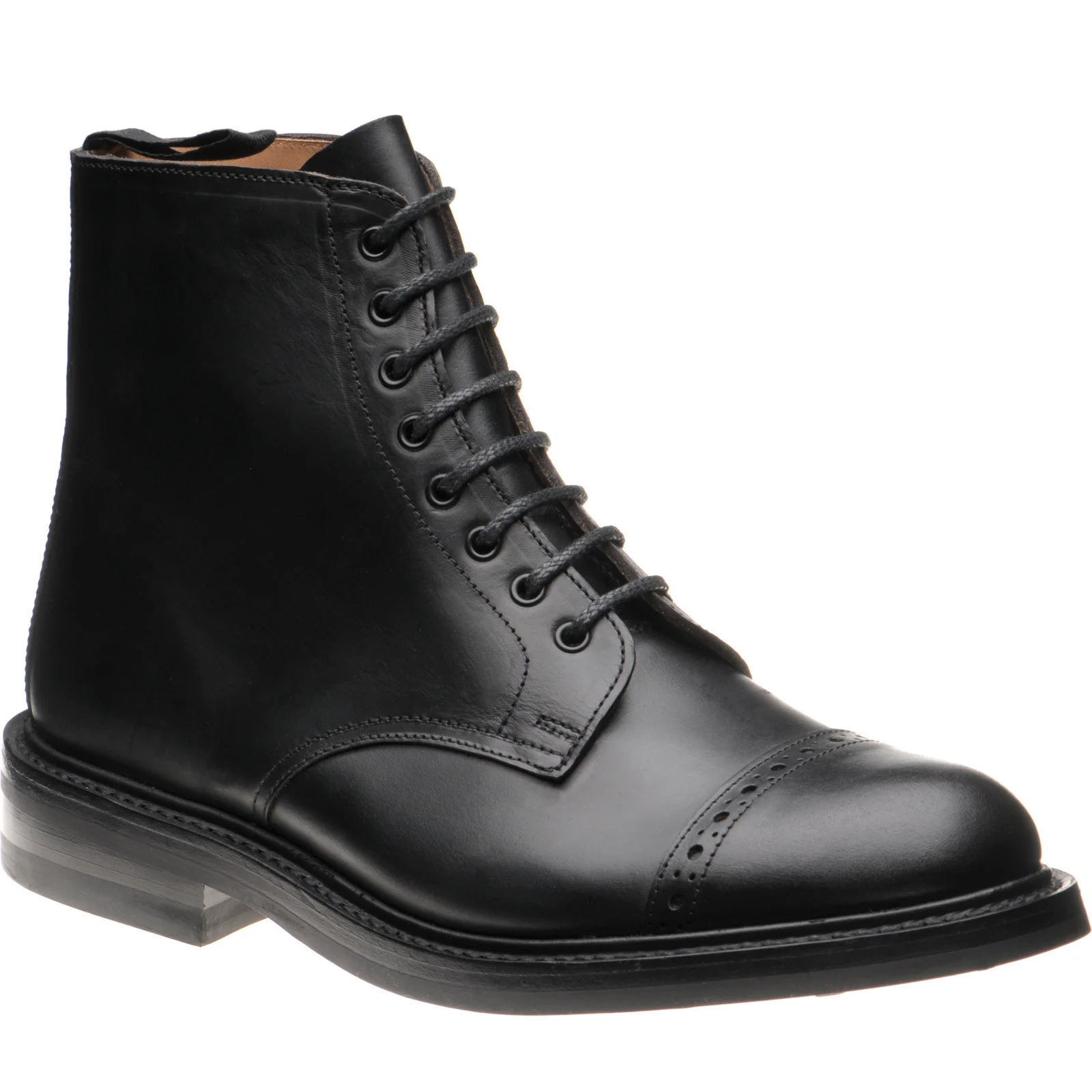 Herring Gregory Horween mens rubber-soled boots in black chromexcel