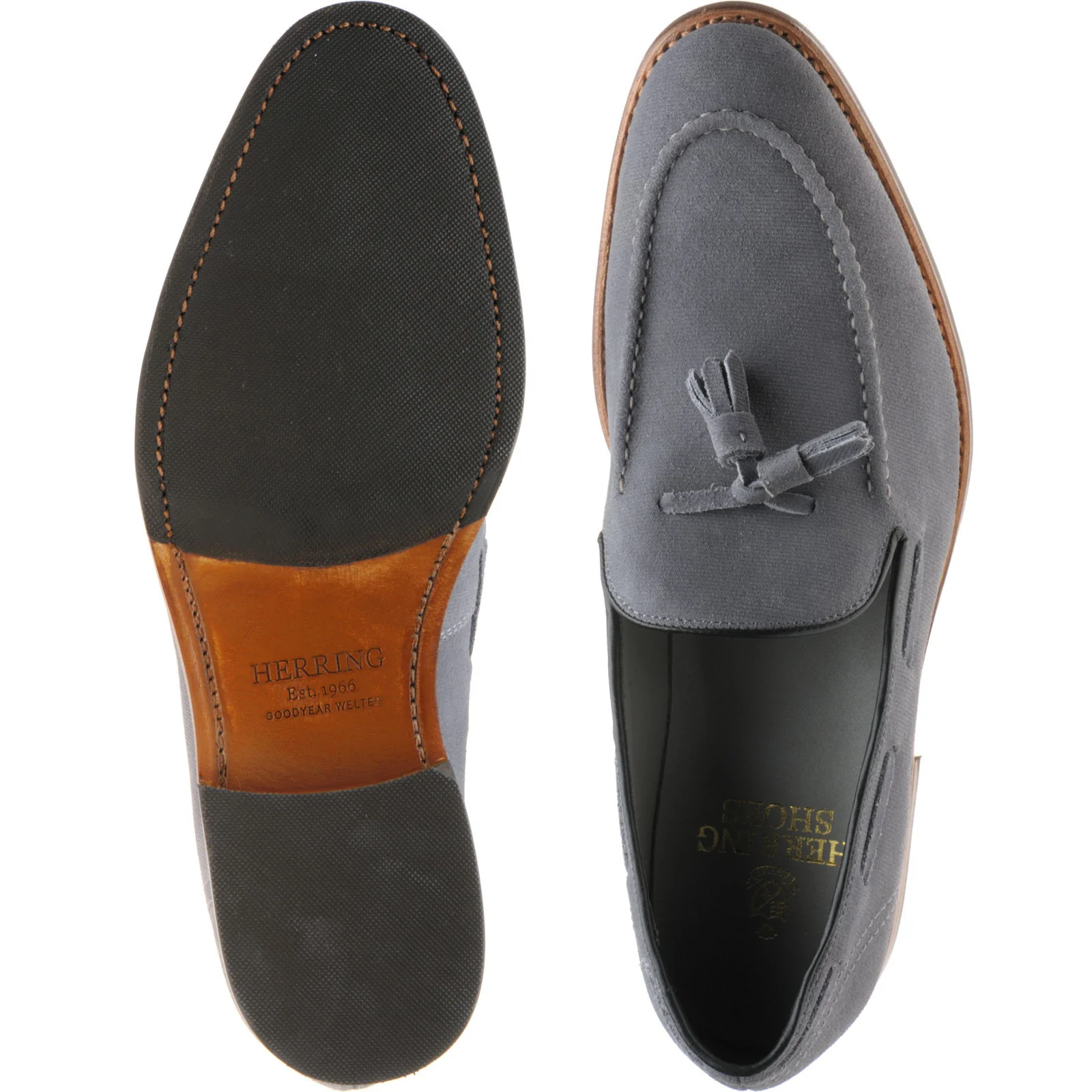 Herring Guildford mens hybrid-soled tasselled loafers in pebble grey - Image 3