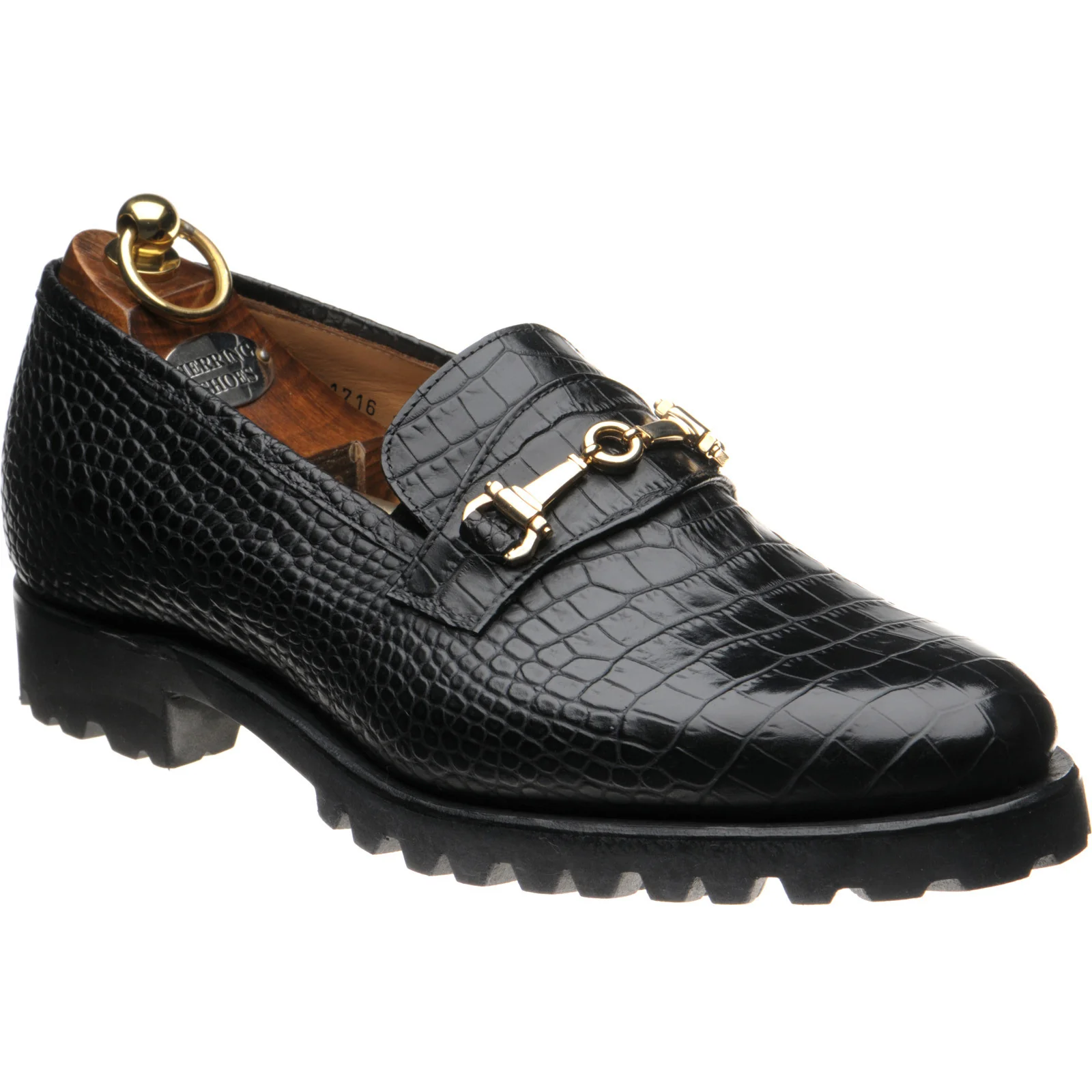 Herring Hallstatt mens rubber-soled loafers in black croc